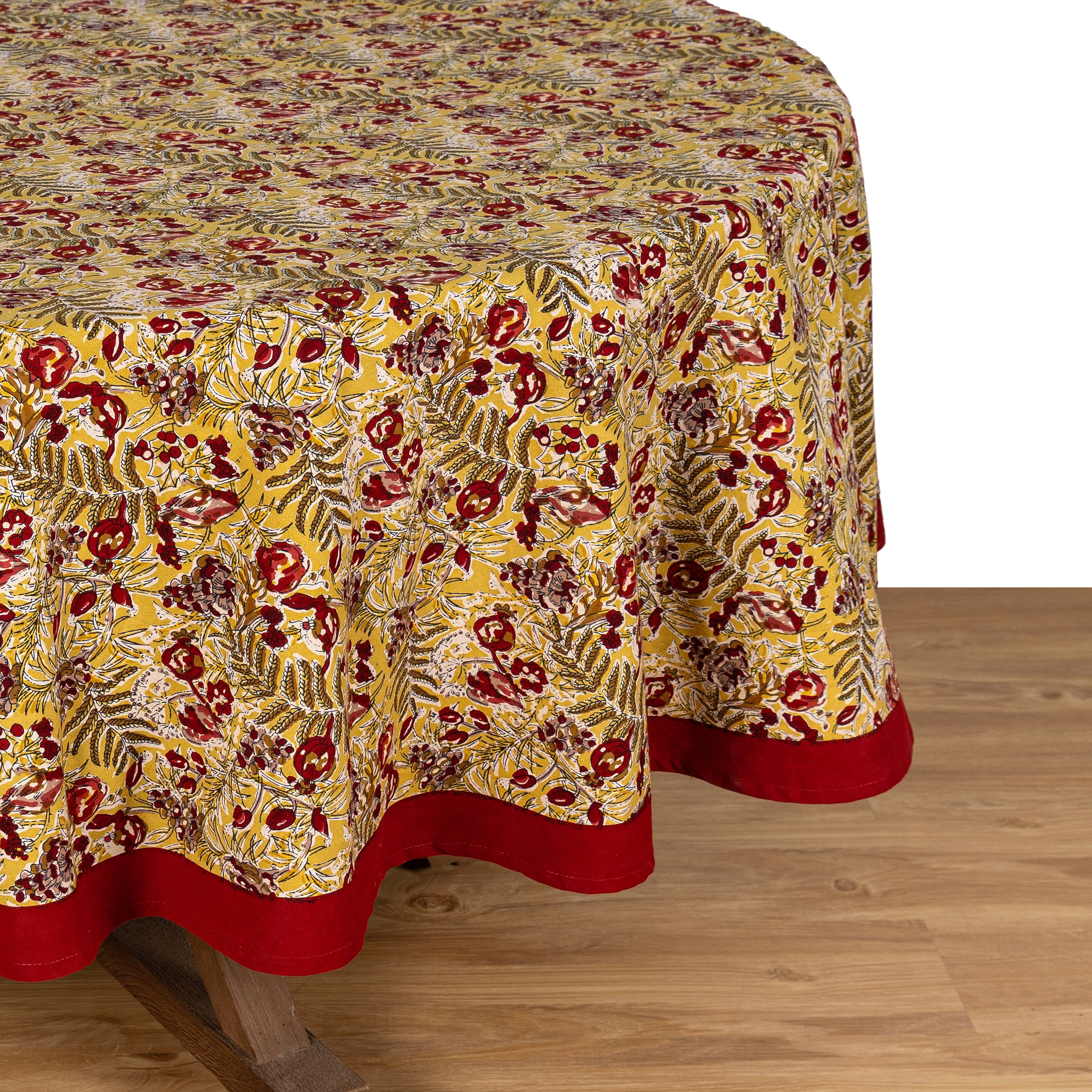 Winter Garden Red & Green | French Tablecloths: 71" x 128"
