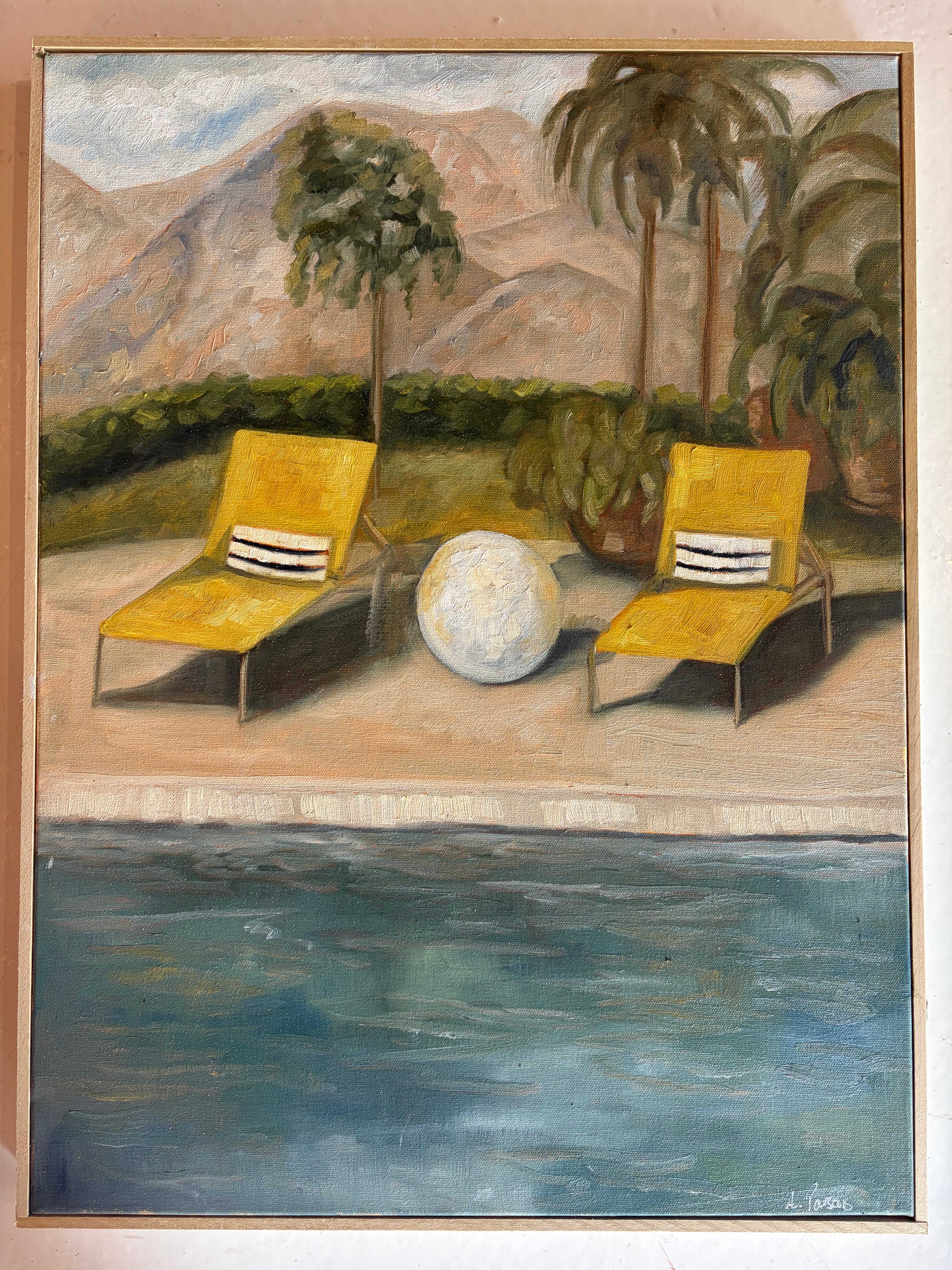 Alison Parsons, Yellow Chairs by the Pool 24.5”x18.5”