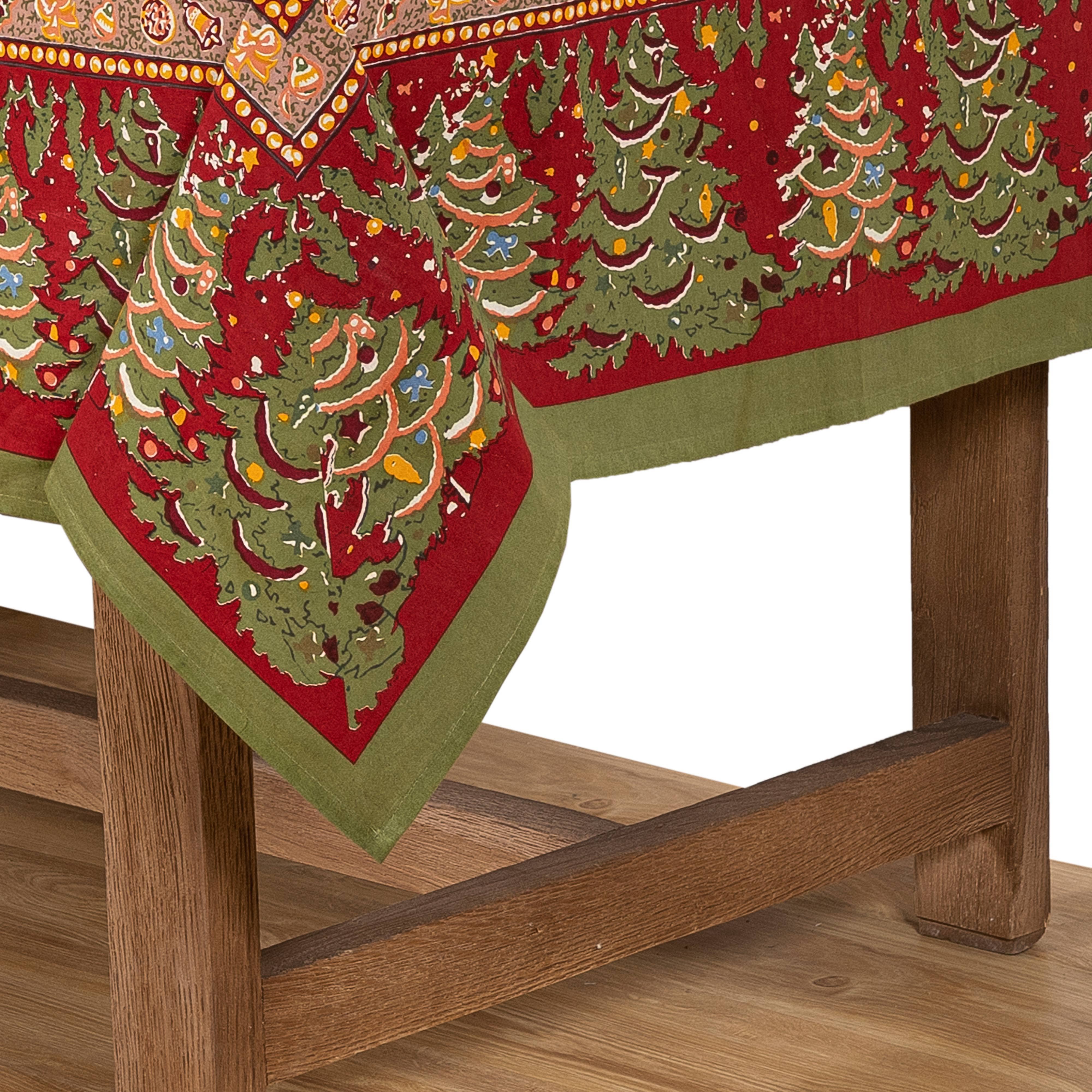 Noel Red & Green | French Tablecloths: 59" x 59"