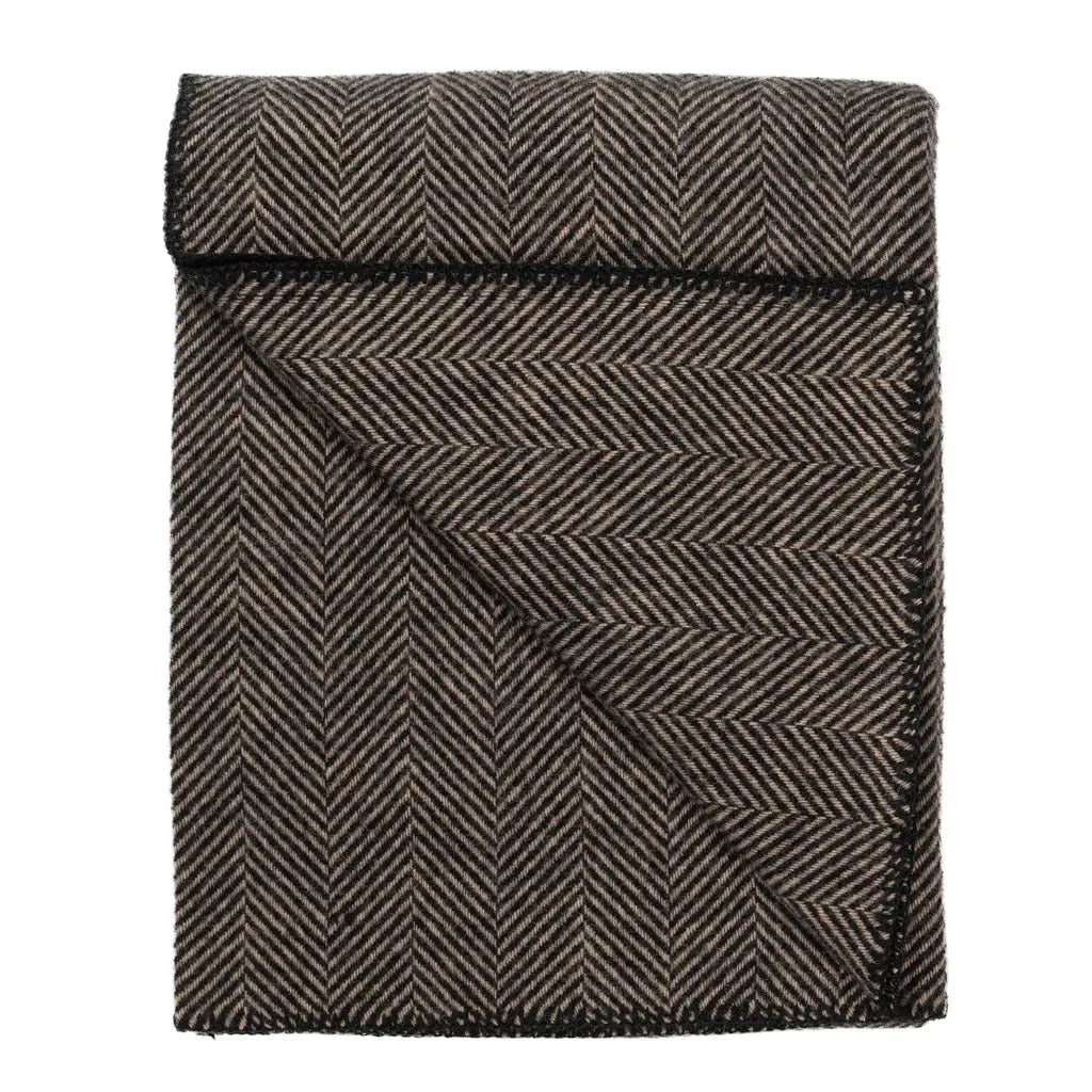Highland Tweeds Wool BIG Throw ~ Black Herringbone  ~