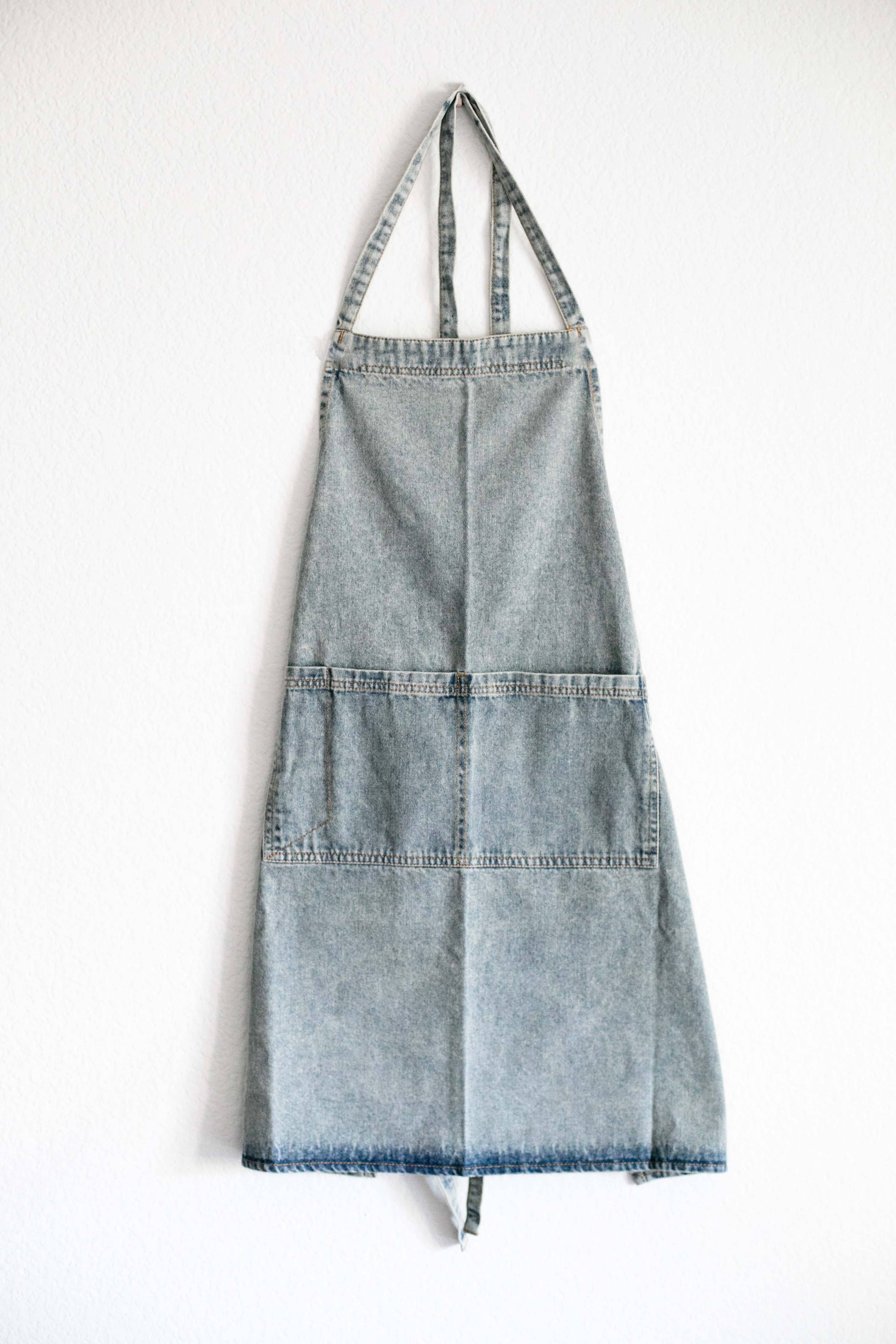 Washed Denim Apron: Dark Blue