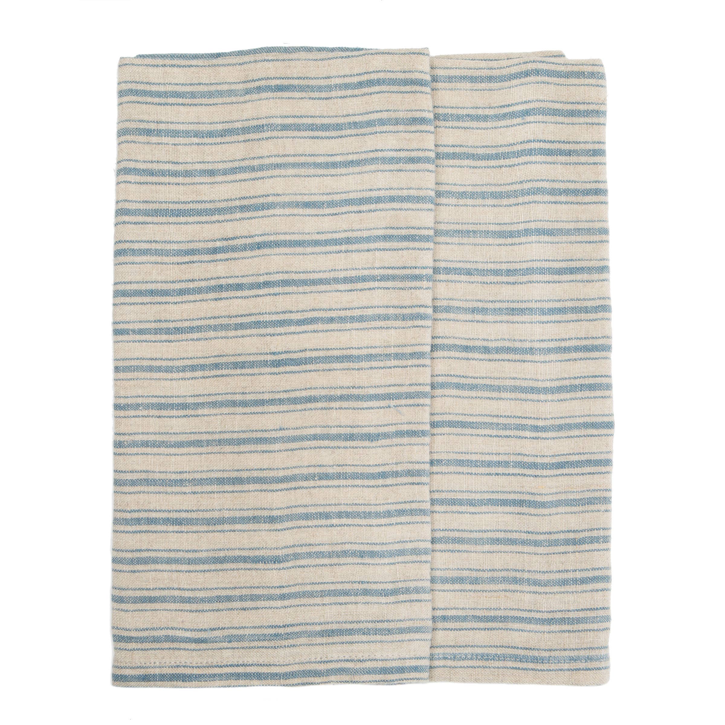 Boat Stripe Linen Natural & Blue Towels 20x30