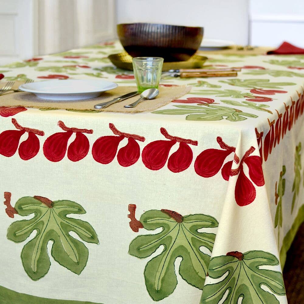 Fig Red& Green | French Tablecloths: 59" x 59"