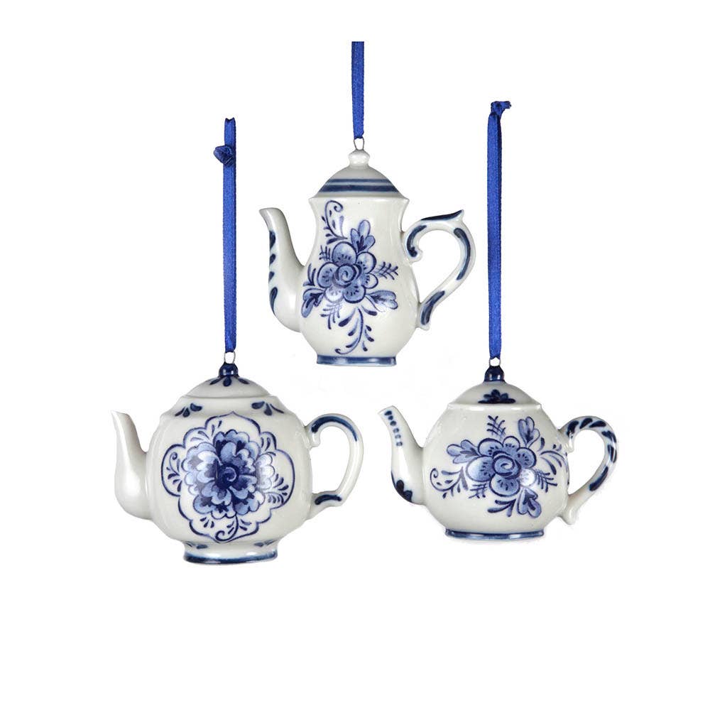 2-3"PORCLN DELFT BLUE TEAPOT ORNAMENT 3A