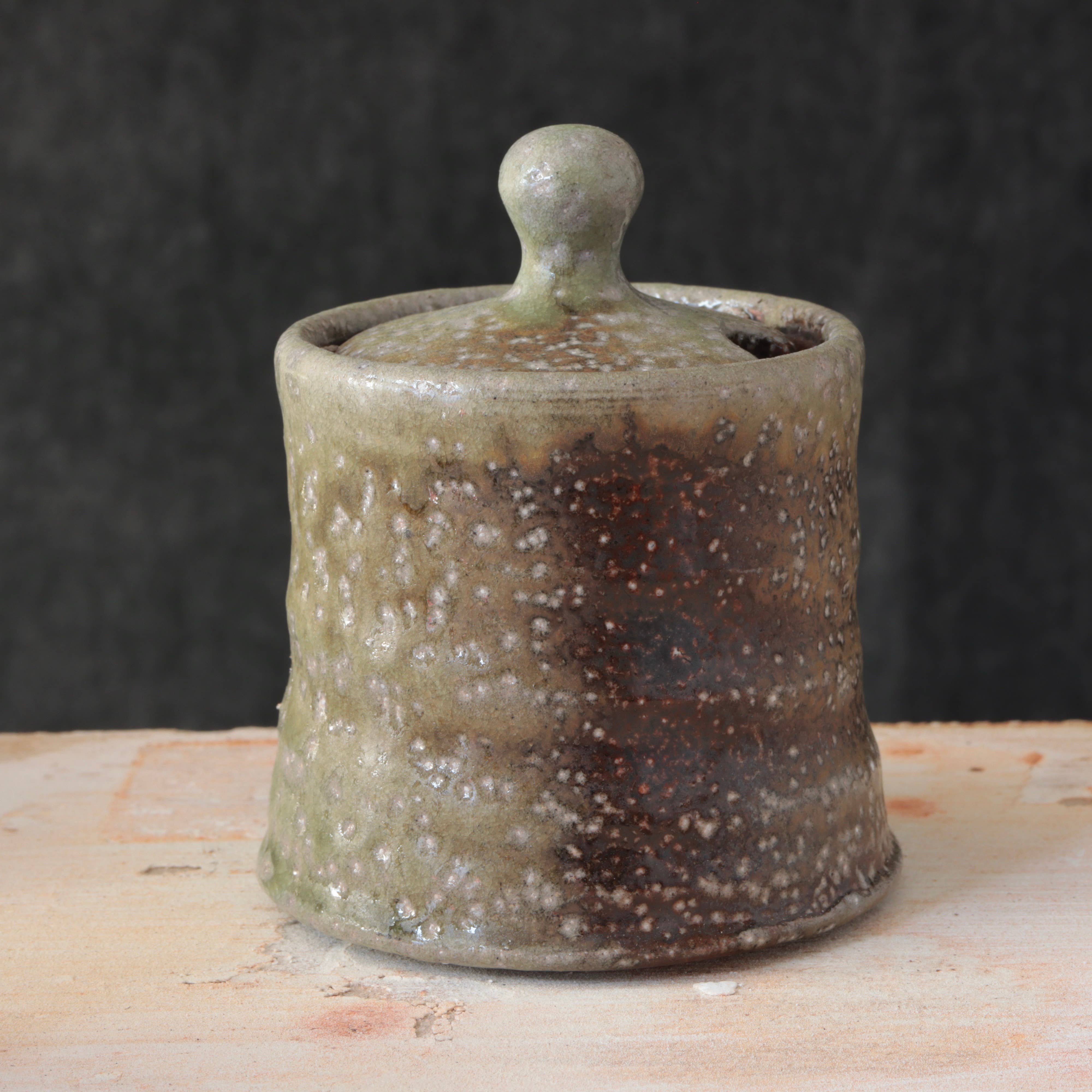 Soda-Fired Sugar Jars Hourglass Shape Dark 