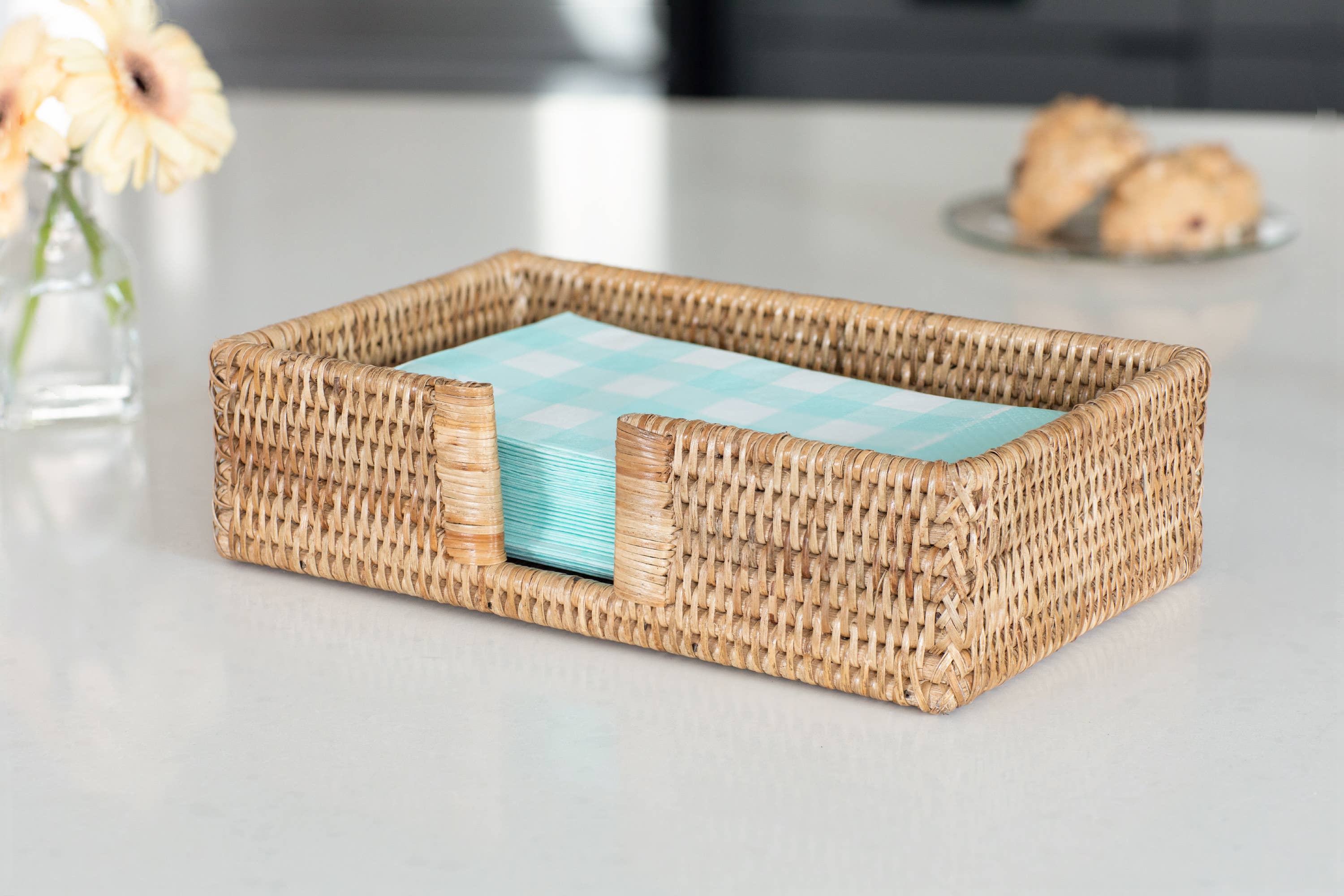 Artifacts Rattan™ Guest Towel/Napkin Holder with Cutout: Tudor Black