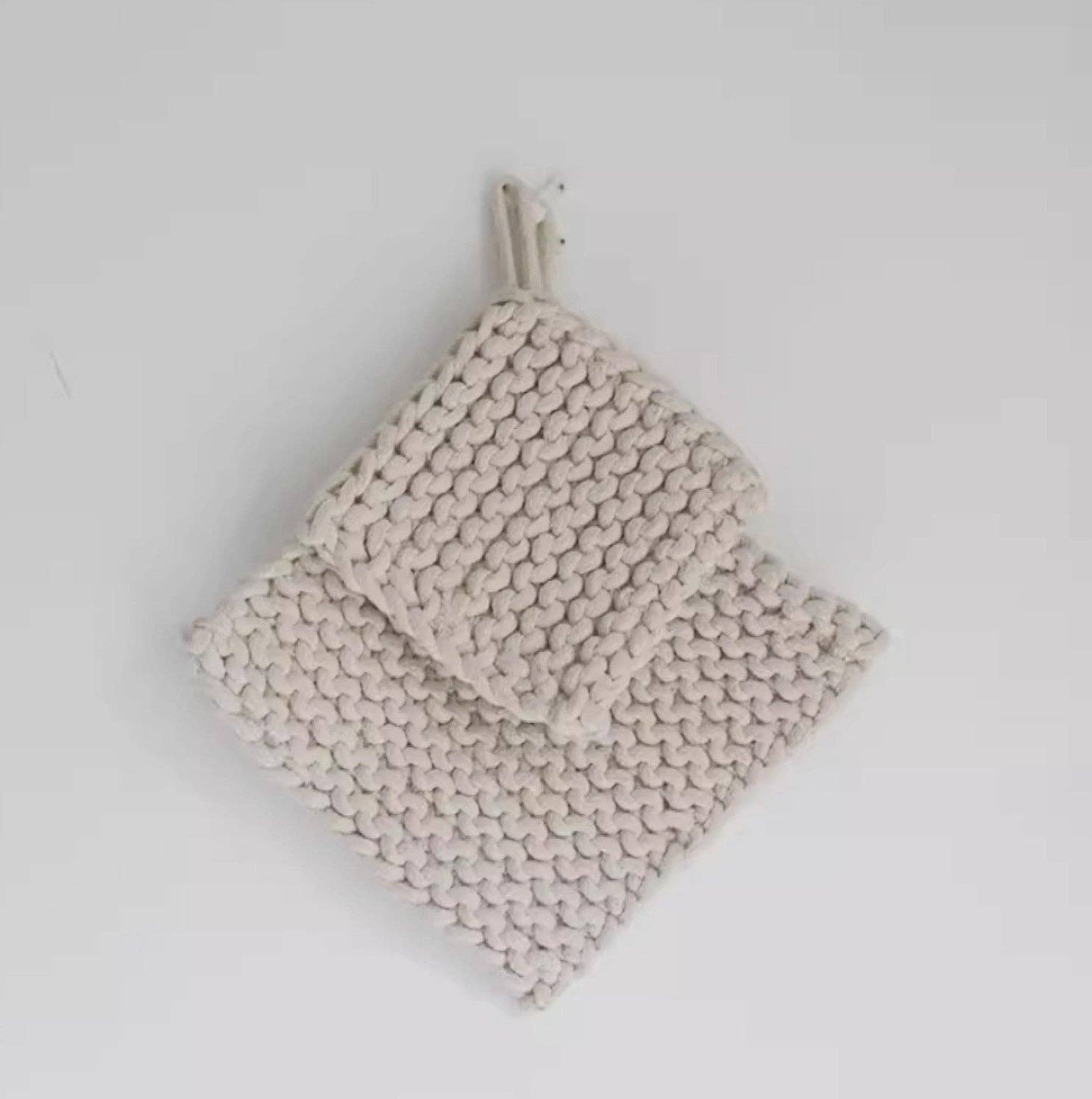 Cotton Crocheted Pot Holder: White Large