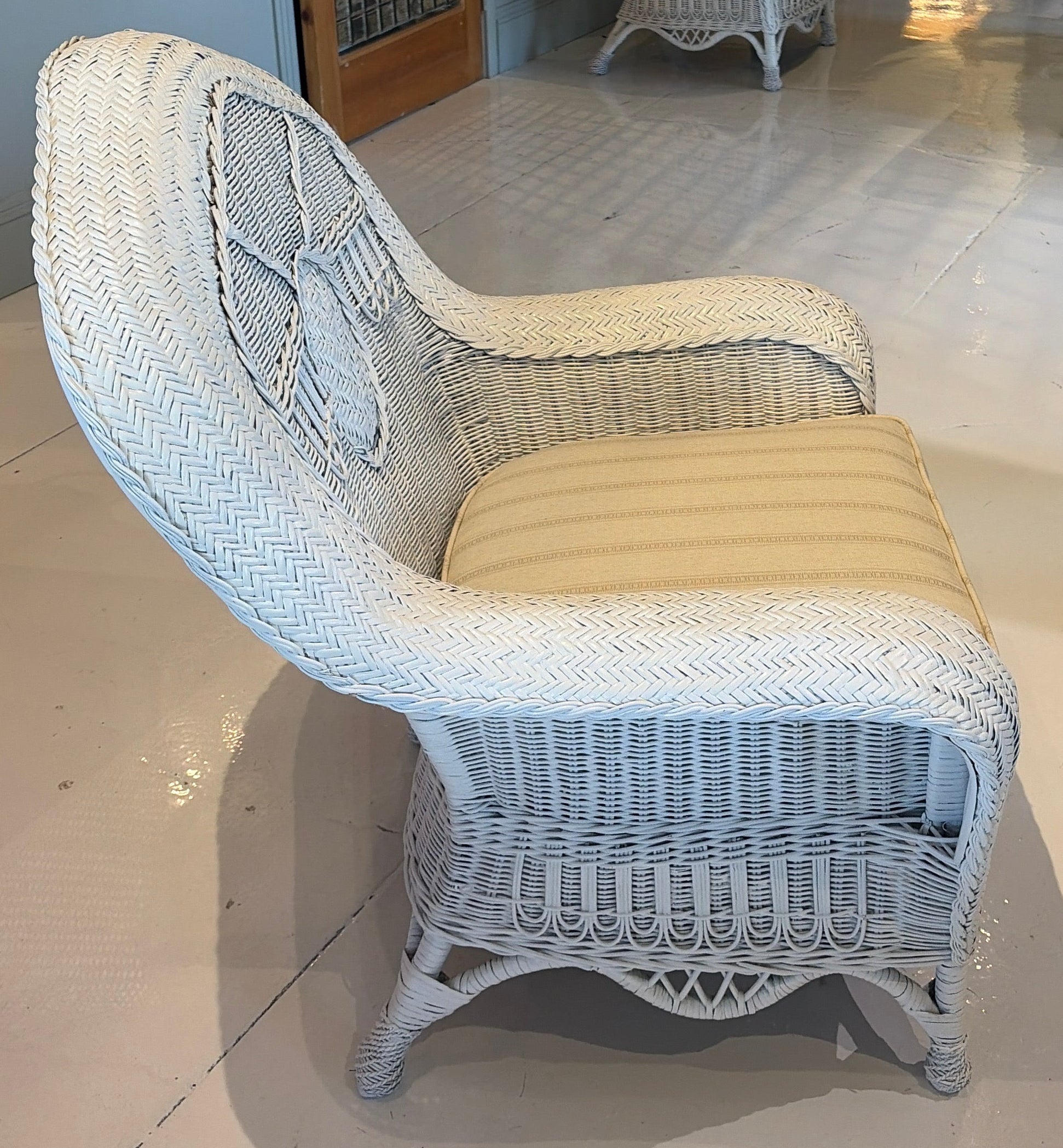 Vintage Palecek Chair with Jacquard Stripe Cushion