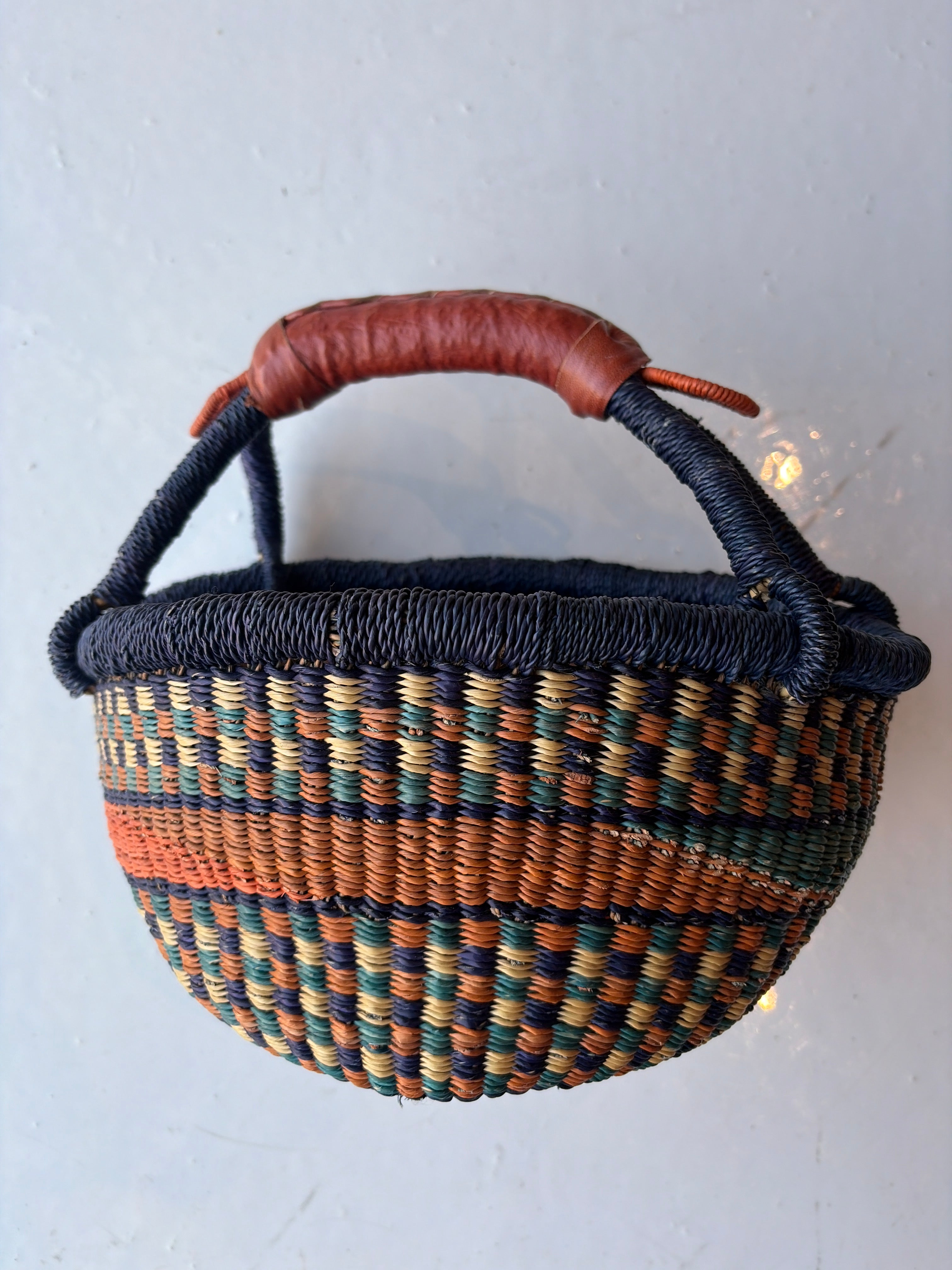 Colorful African Basket with Handle