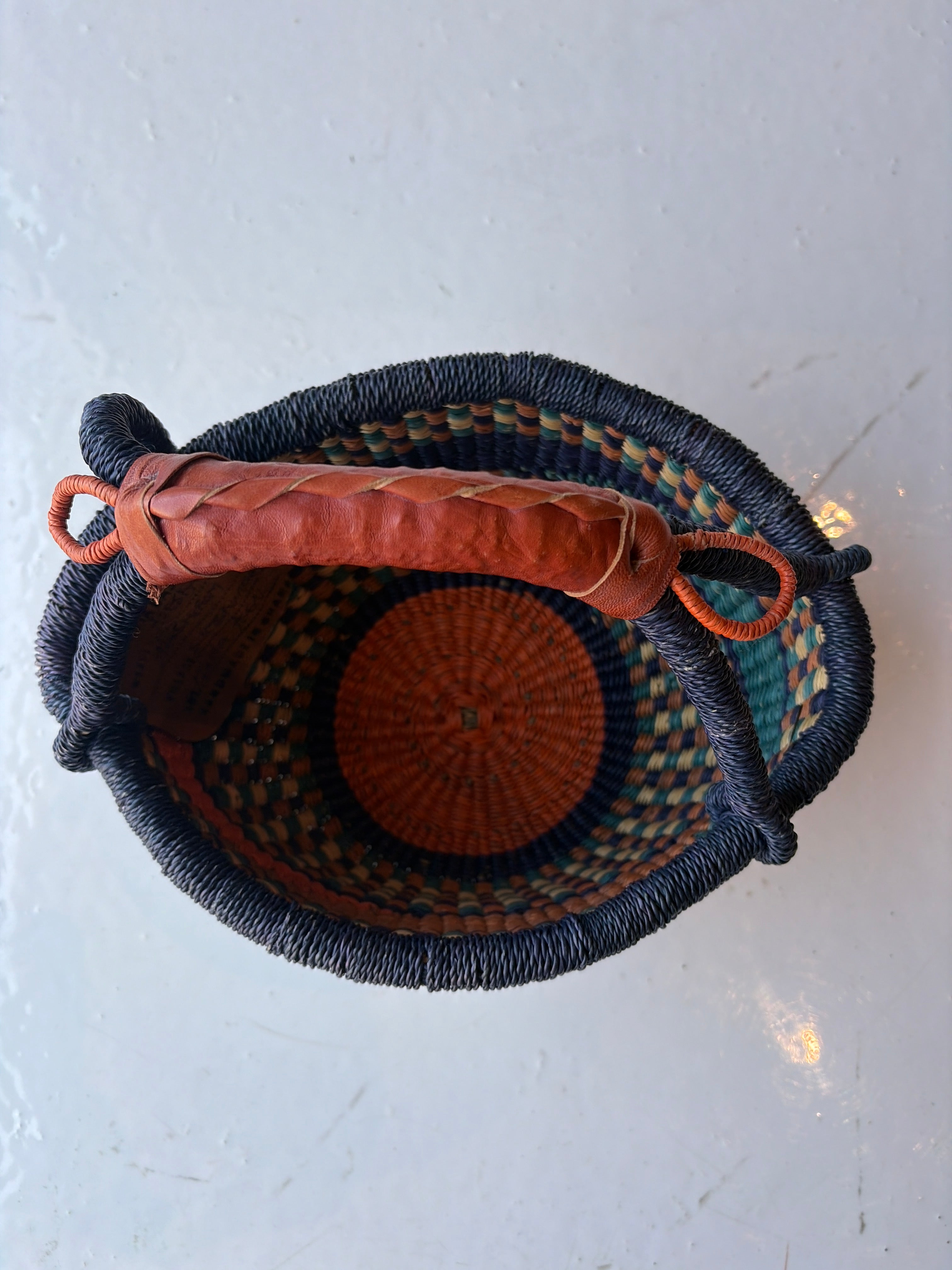 Colorful African Basket with Handle