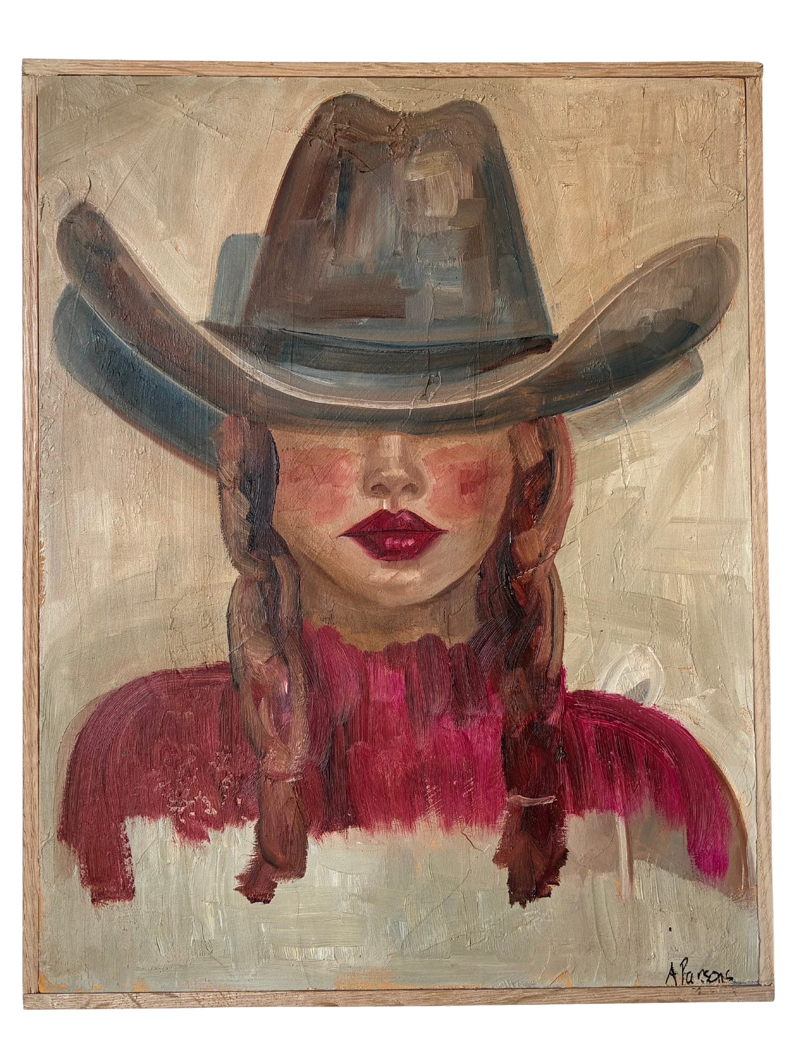 Alison Parsons, Cowgirl Red Shirt & Braids, 11.5” x 14.5”