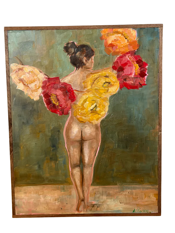 Bright Naked Flower Garland oil painting 11x14