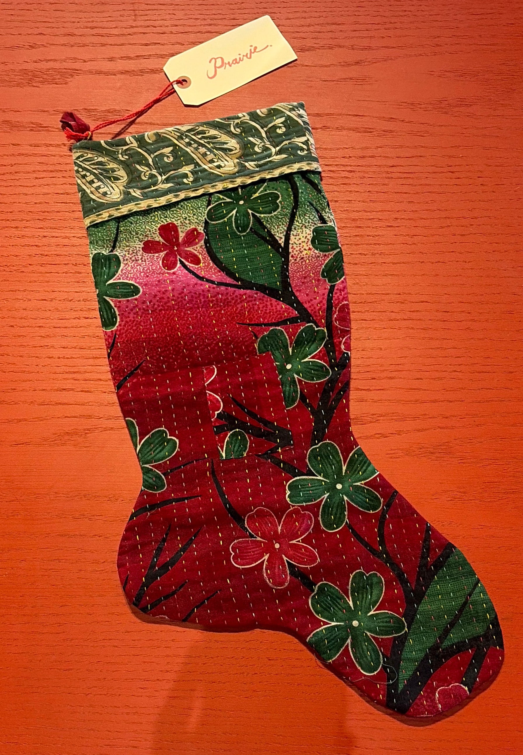 Handmade Vintage Kantha Christmas Stockings