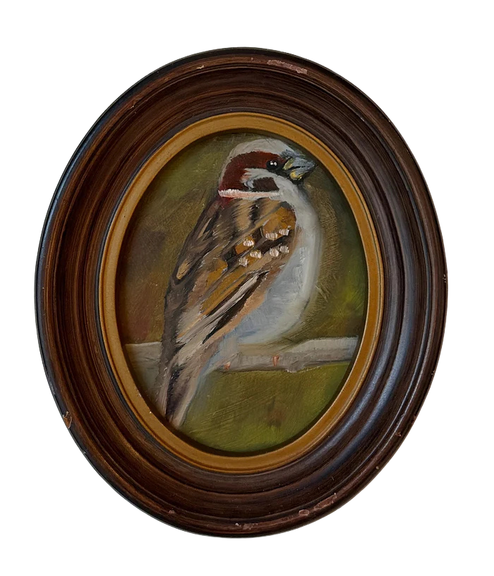 Alison Parsons, Blue Bird in Oval Frame 6”x5”