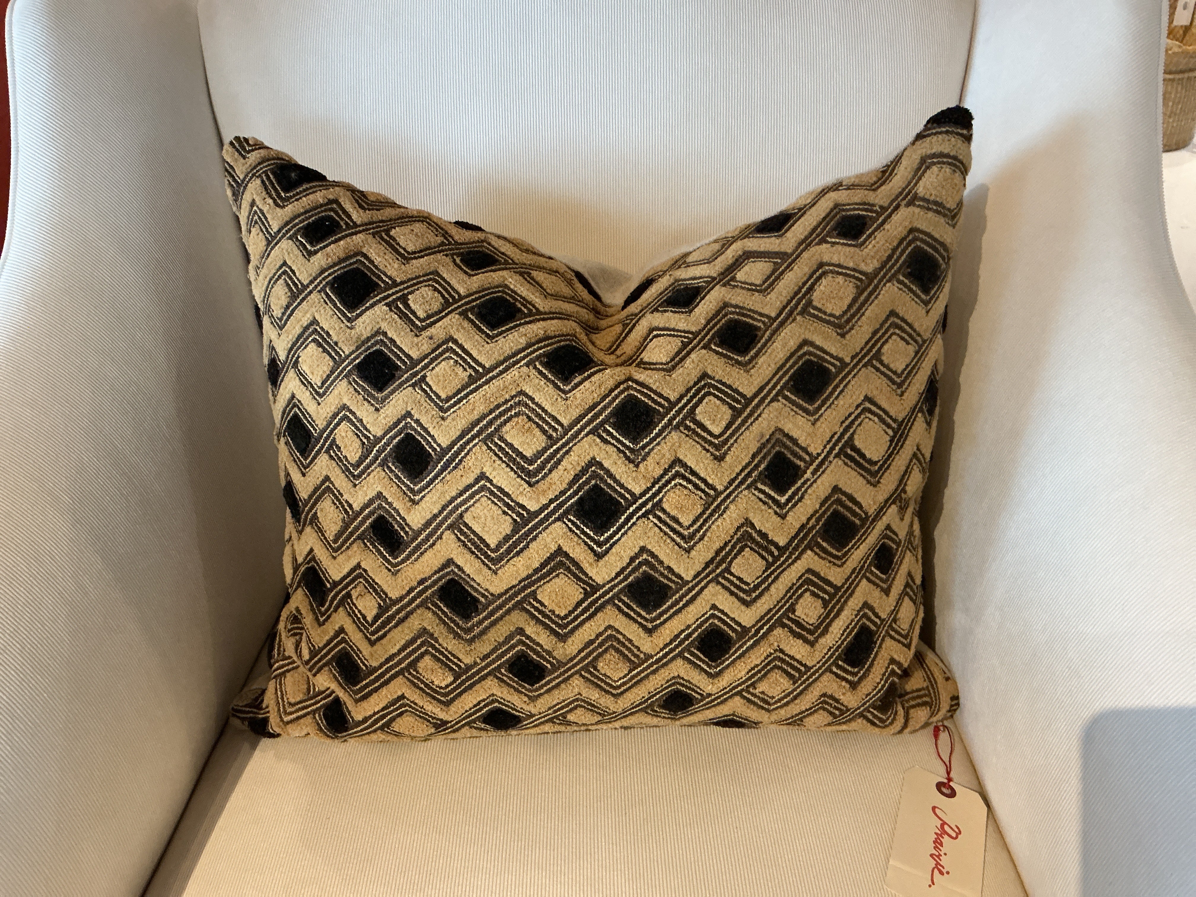Rectangle Black and Tan Jacquard Pillow