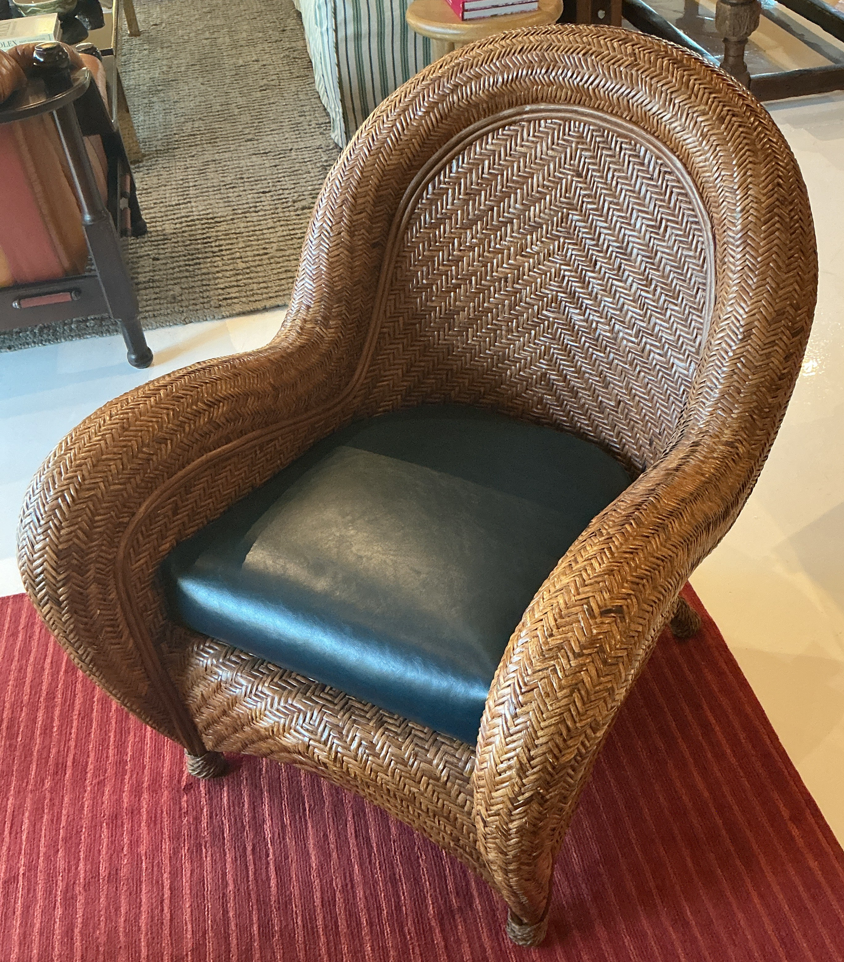 Vintage 90's Chair with Reupholstered Patent Leather Cushions