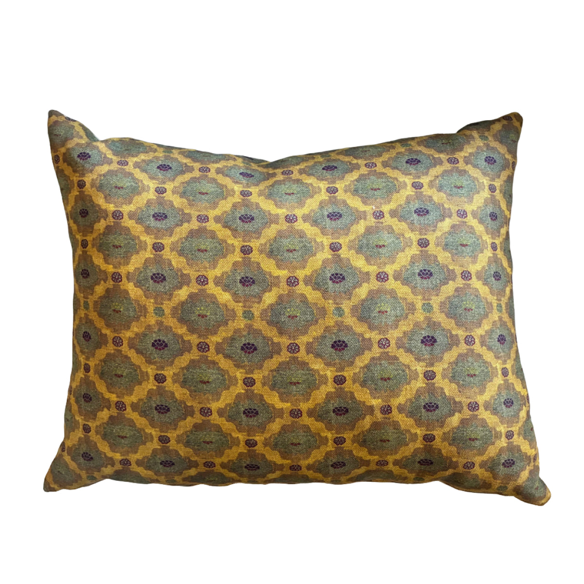Italian Fabric Green and Yellow Pillows, 19” x 24”