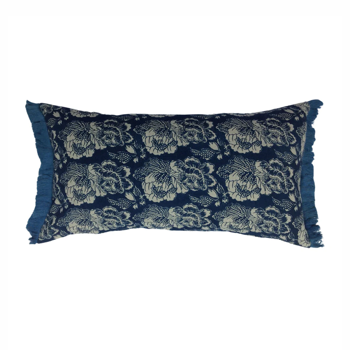 Cabbage Rose Indigo Lumbar Pillow