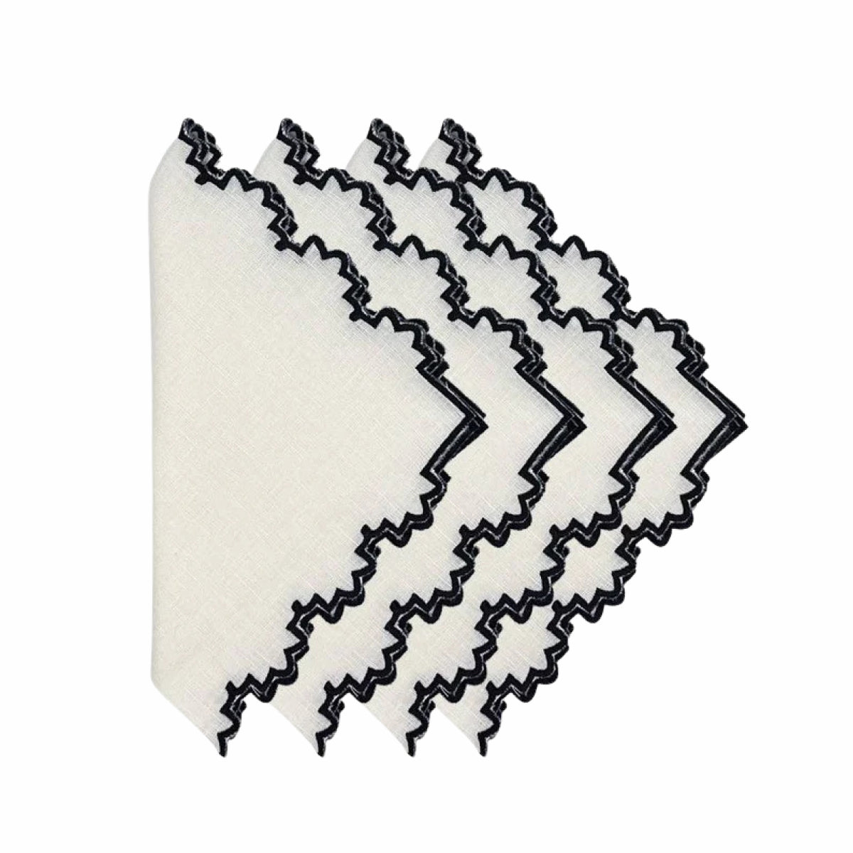 Gardenia black embroidered linen napkin (set of 4)