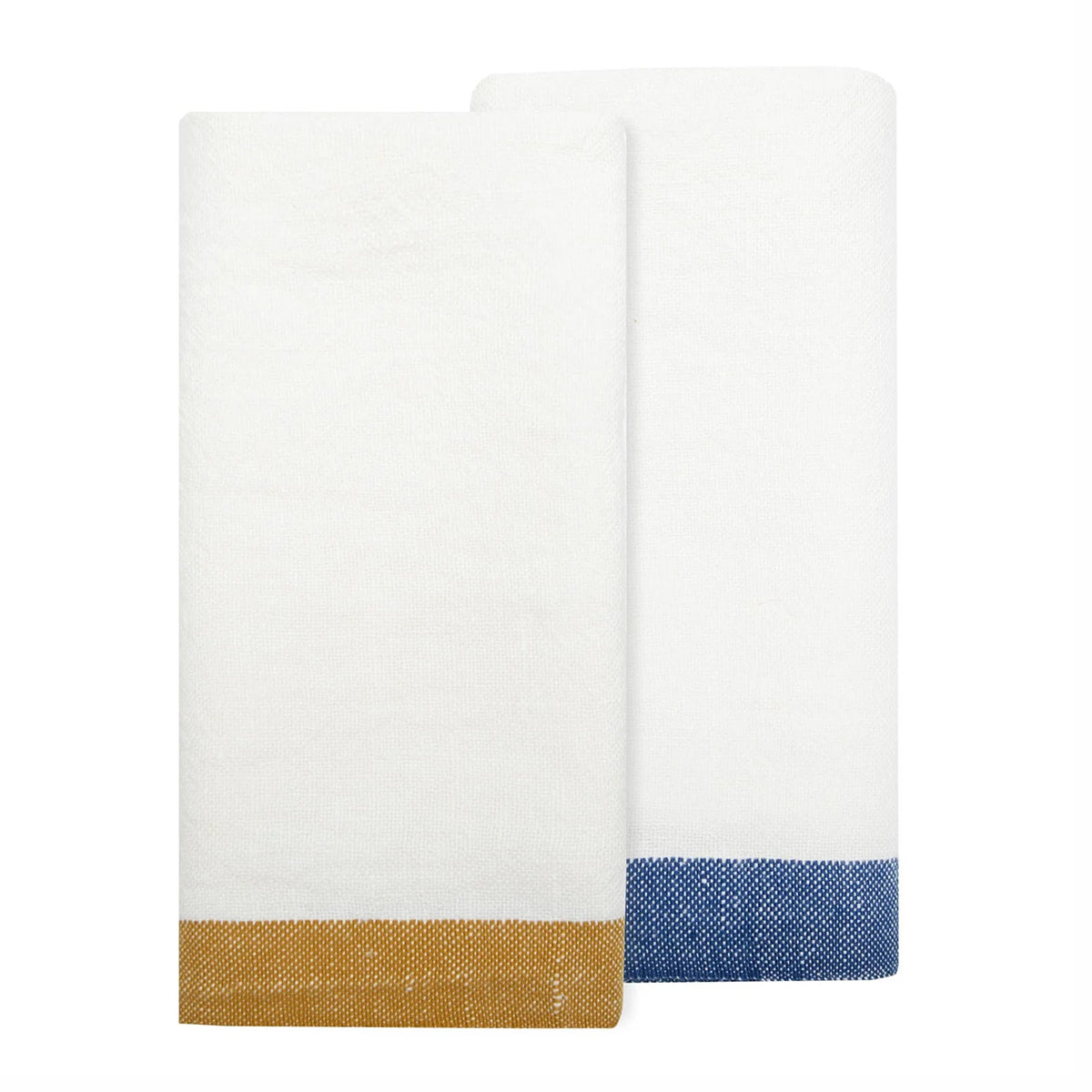 Paris White - Blue/Mustard Tea Towels 20x30 - Set of 2