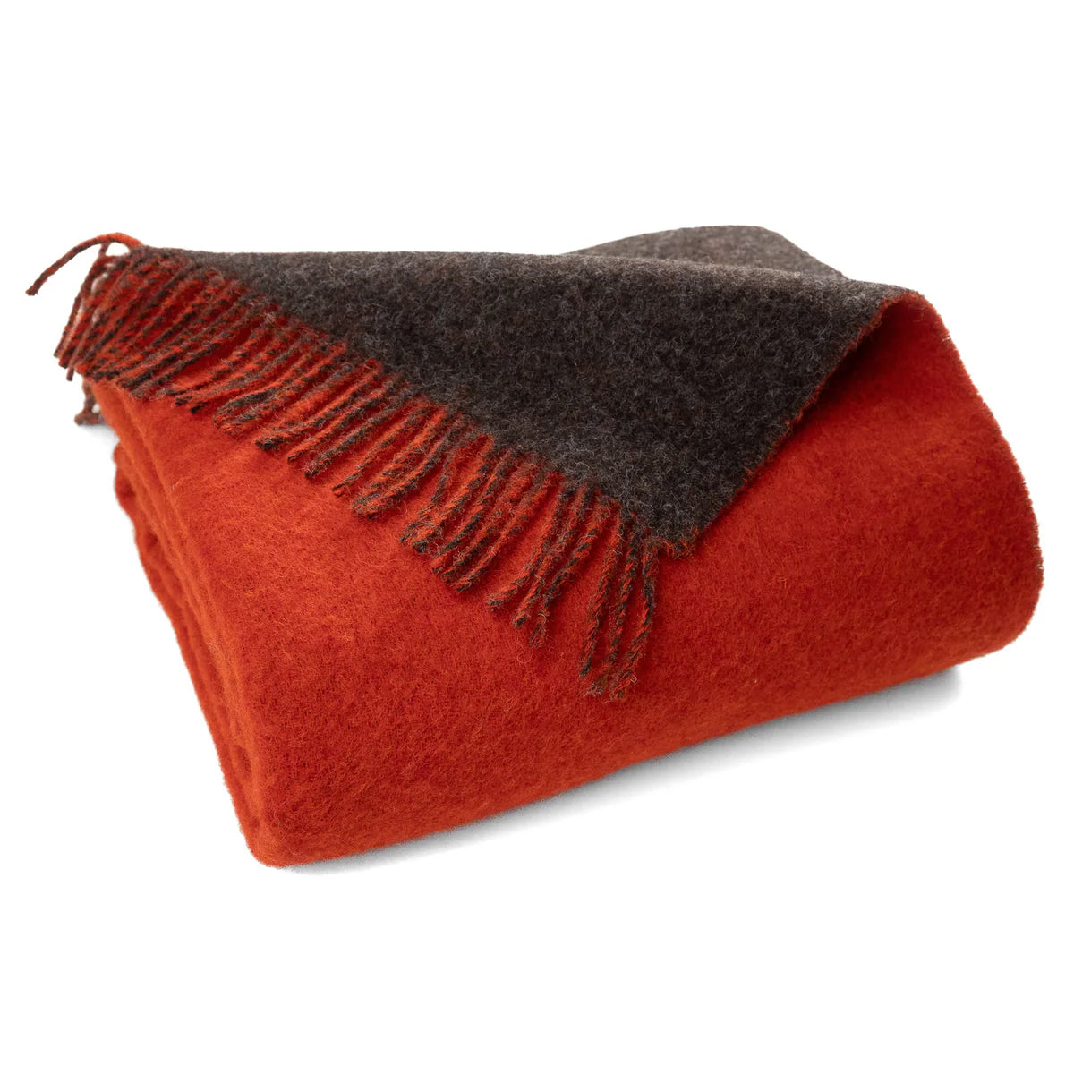 Highland Tweeds Reversible Double Cloth Throw~Charcoal/Camel