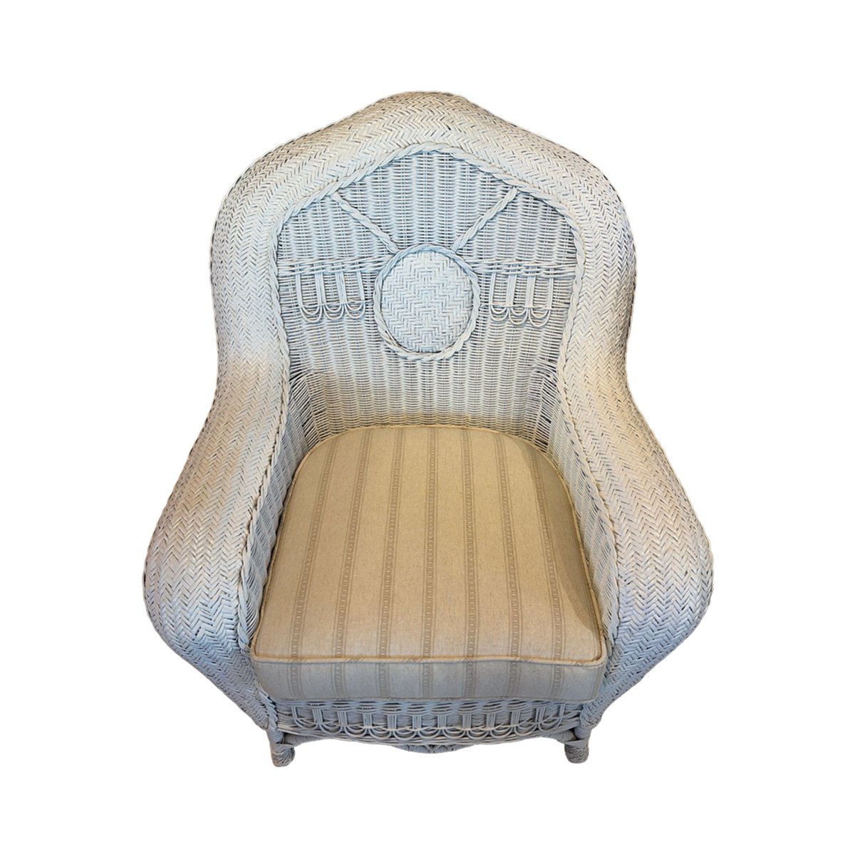 Vintage Palecek Chair with Jacquard Stripe Cushion