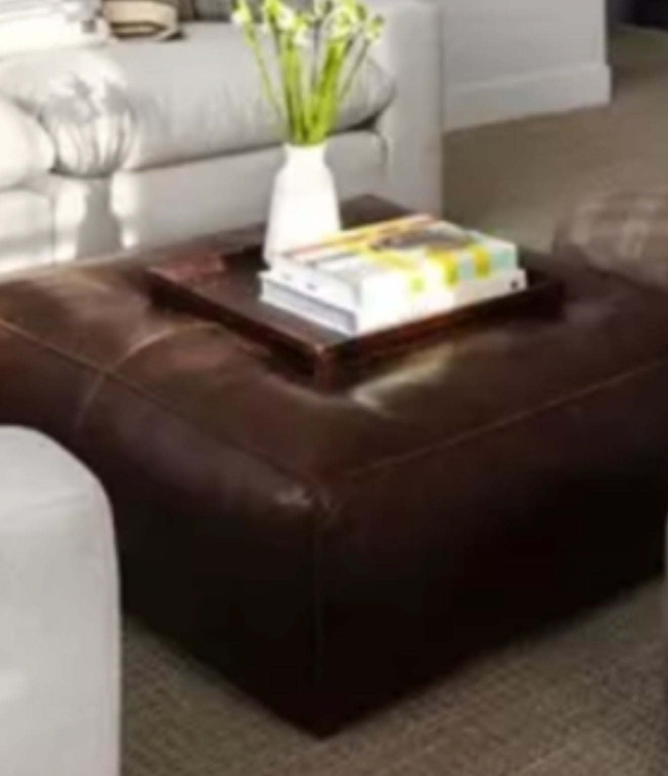 Leather ottoman