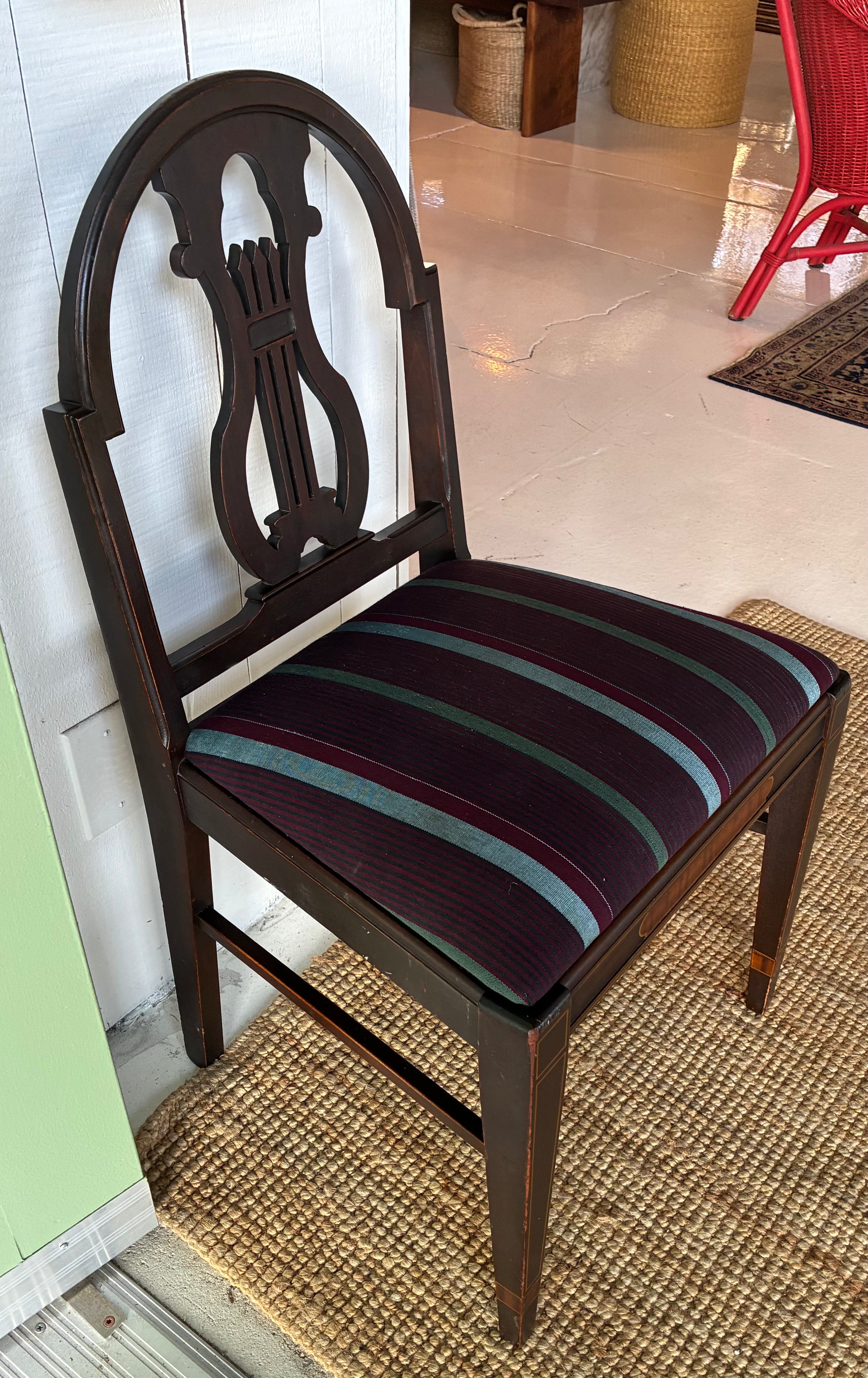 Vintage Wood Chair in Duncan Phyfe Style with Custom Reupholstered Cushion