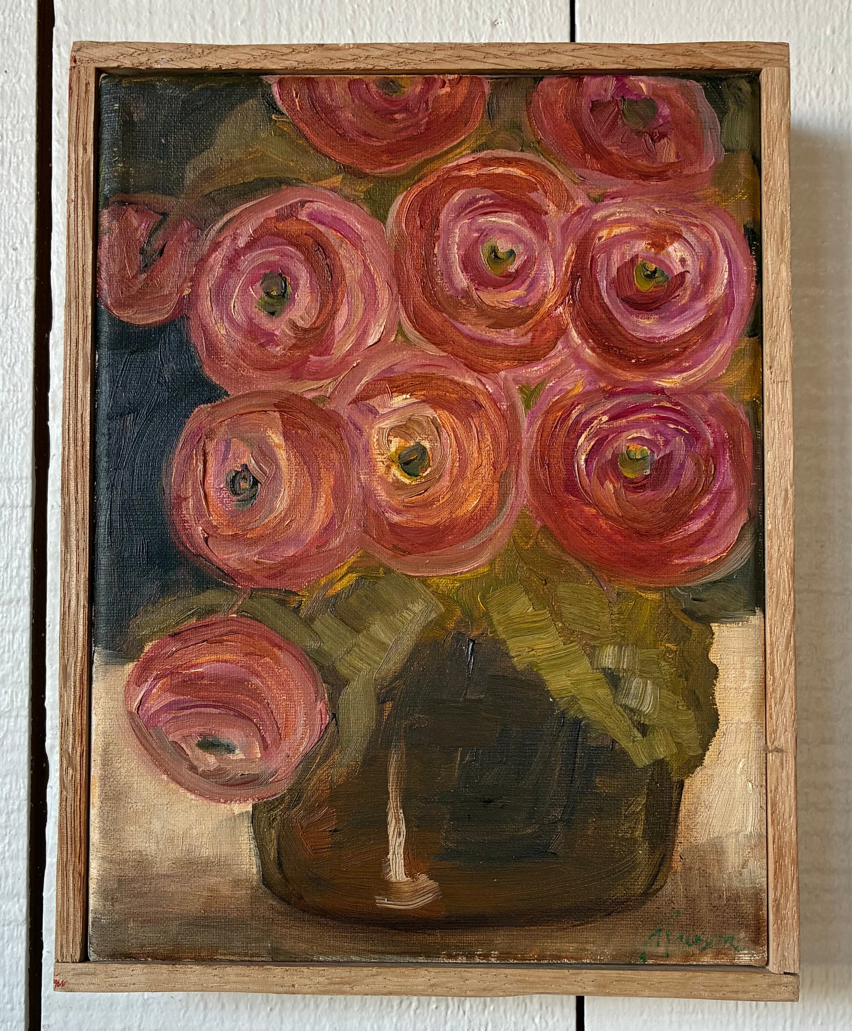 Alison Parsons, Red and Pink Floral 8.5” x 6.5”