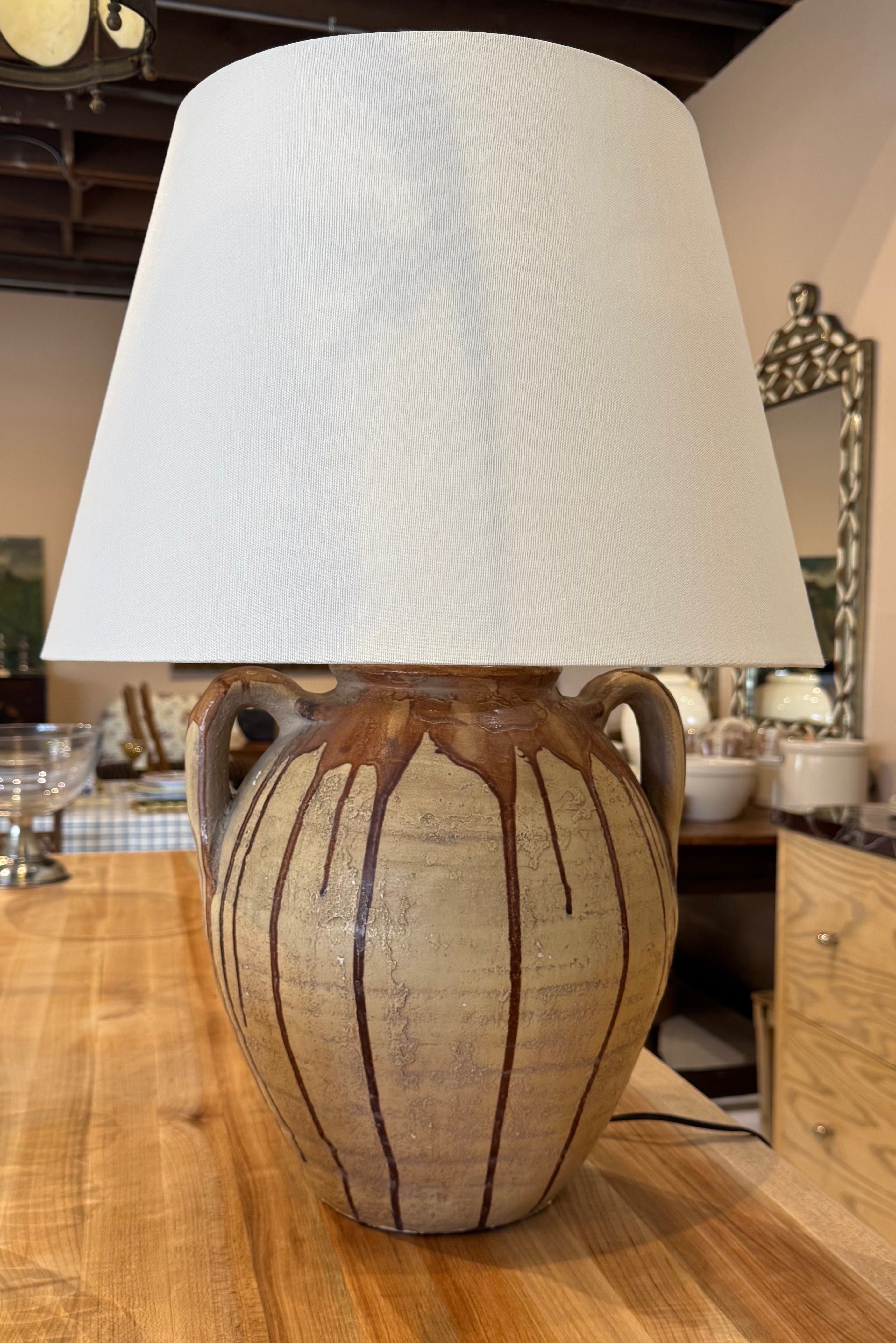 Large Drip Glazed Pottery Table Lamp
