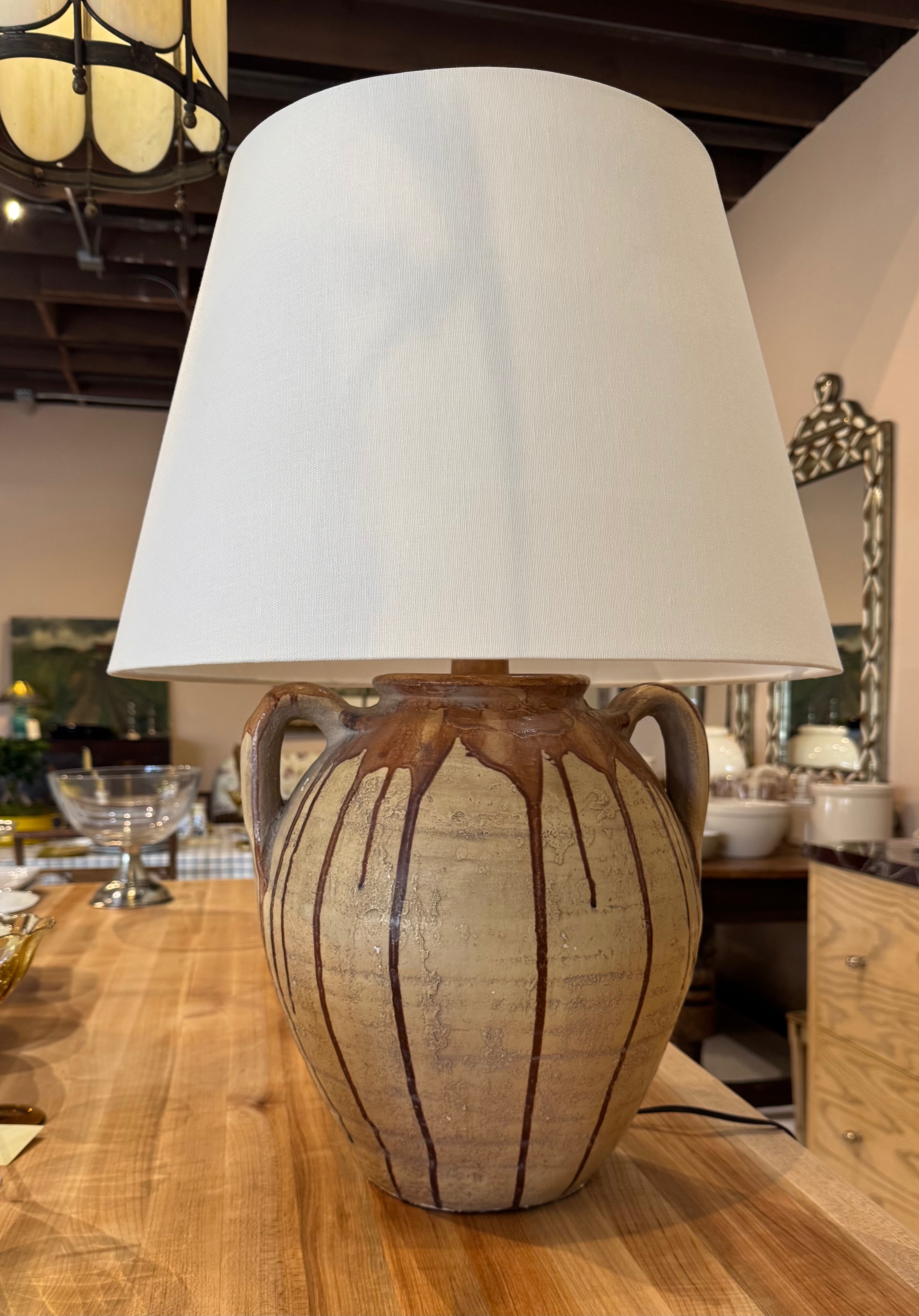 Large Drip Glazed Pottery Table Lamp