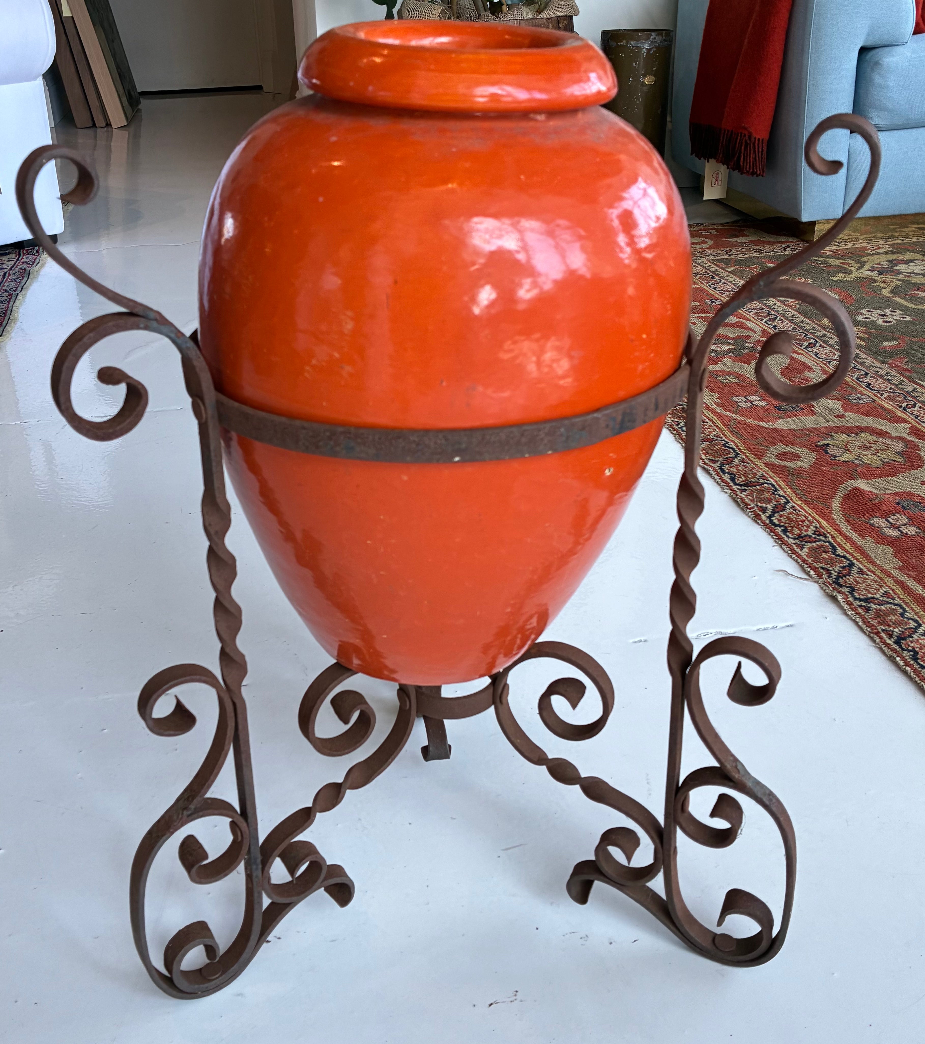 Vintage Bauer Oil Jar on an Iron Stand