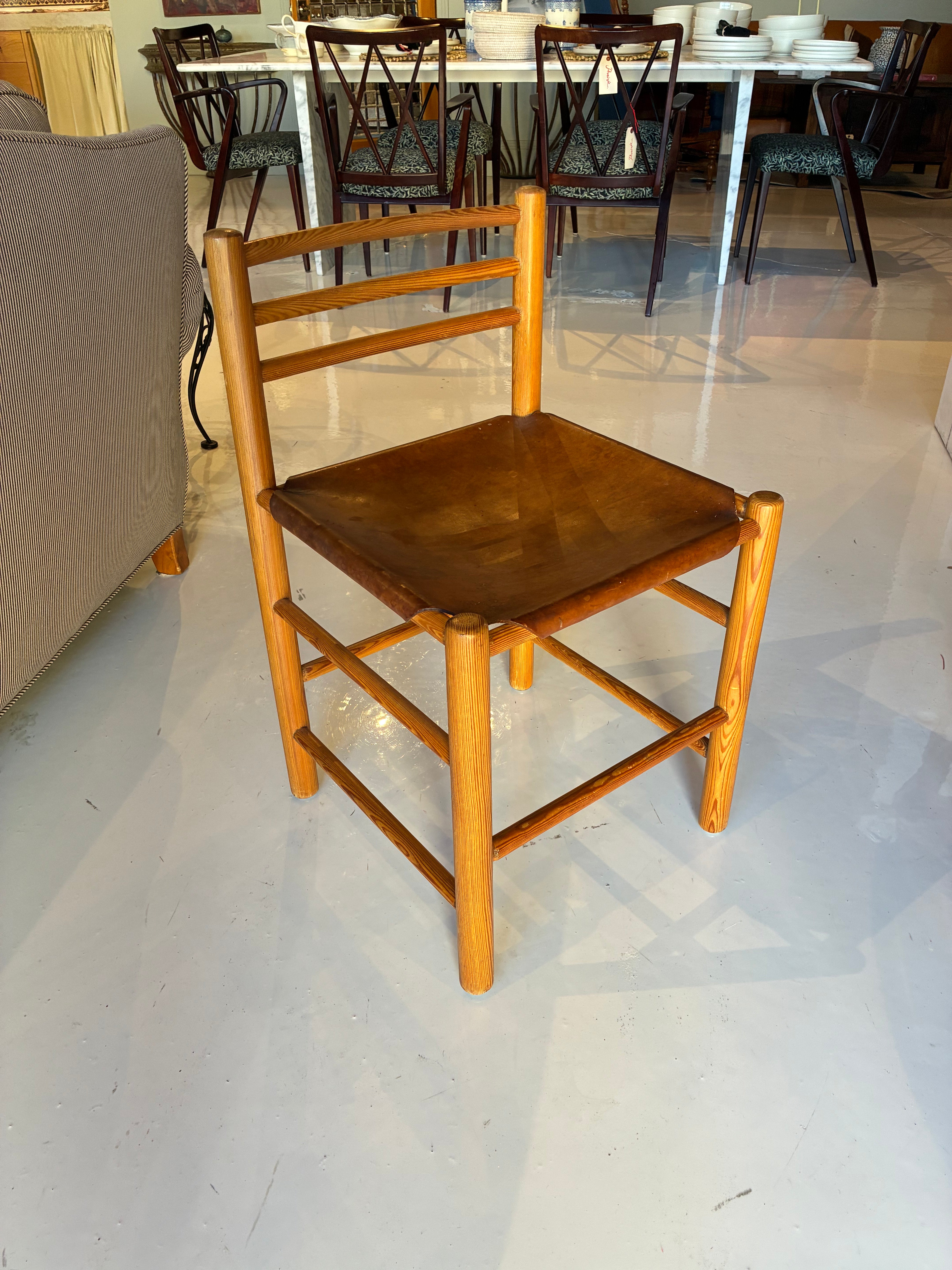 Set of Authentic Pine Mid-Century Dining Chairs (Set of 6)