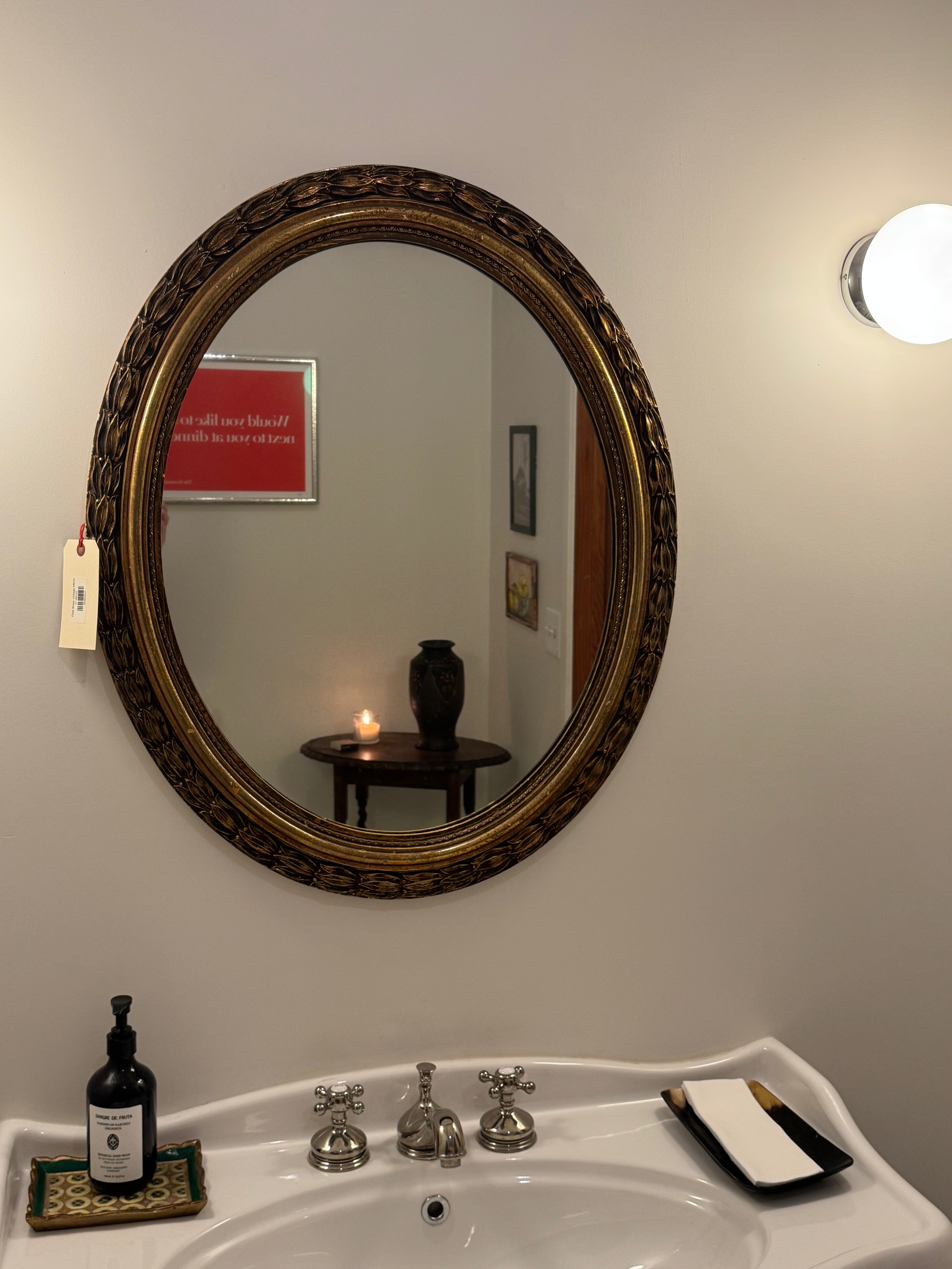 Oval Brass Vintage Mirror