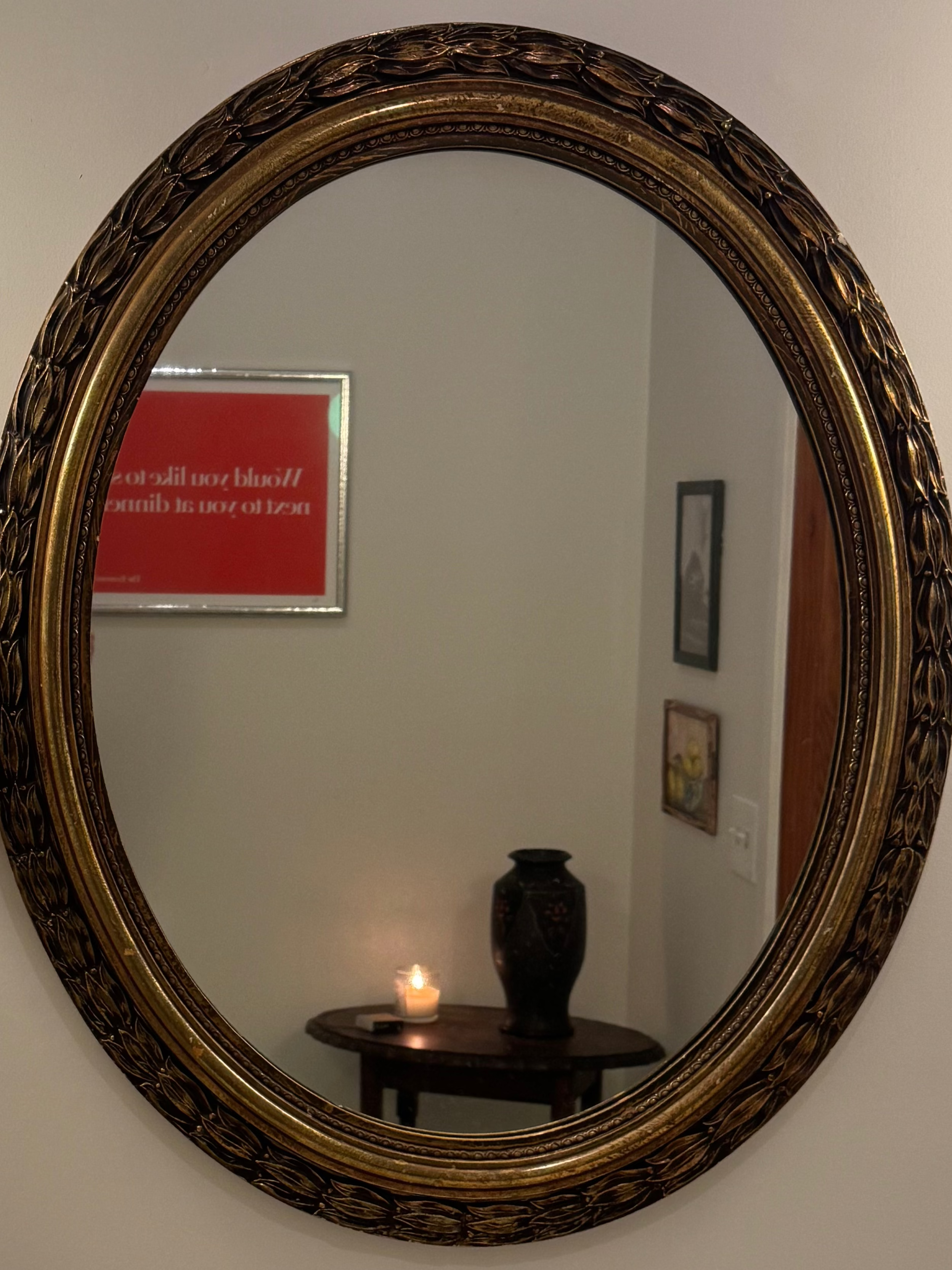 Oval Brass Vintage Mirror