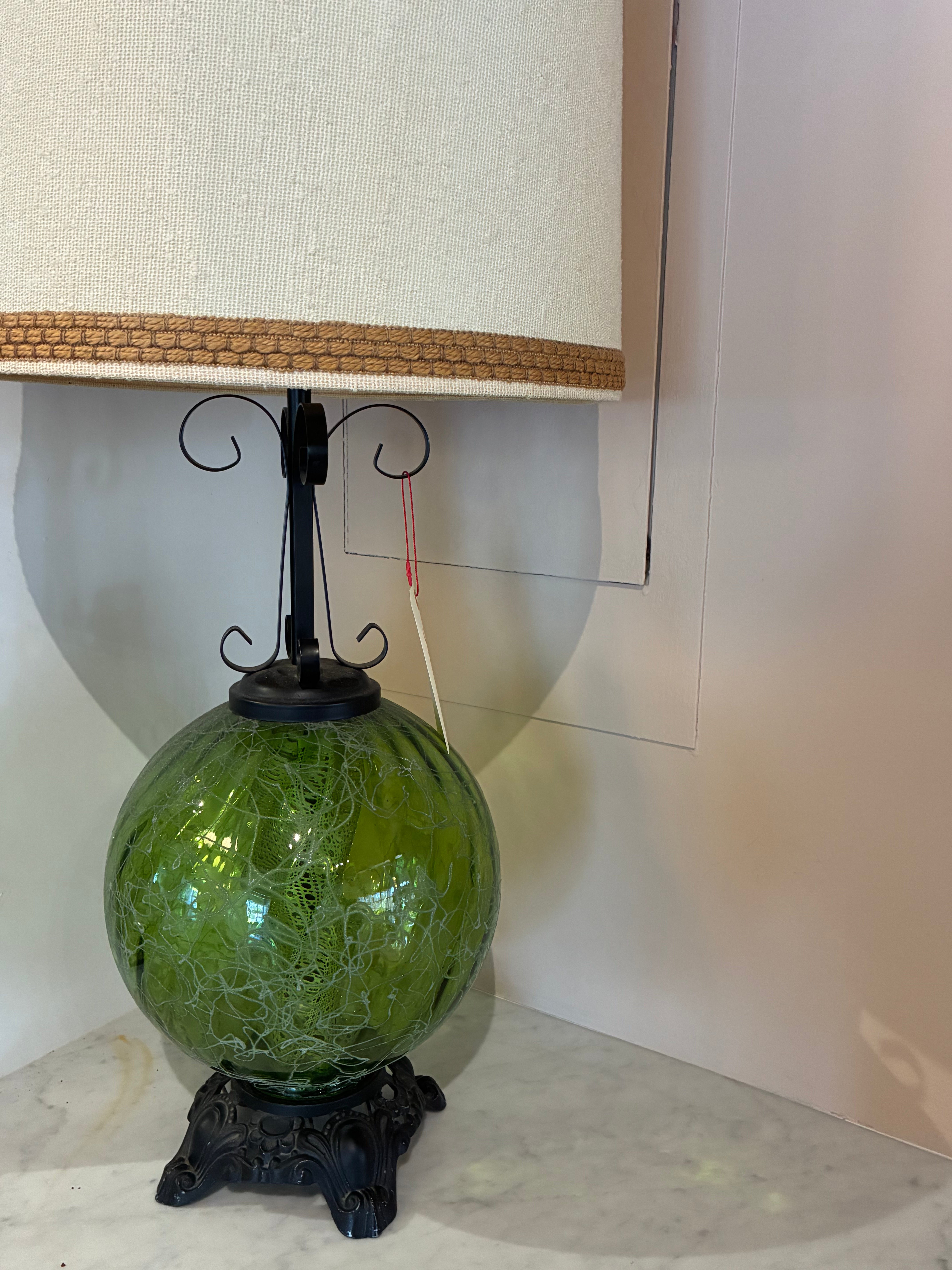 Pair of Large Green Lamps