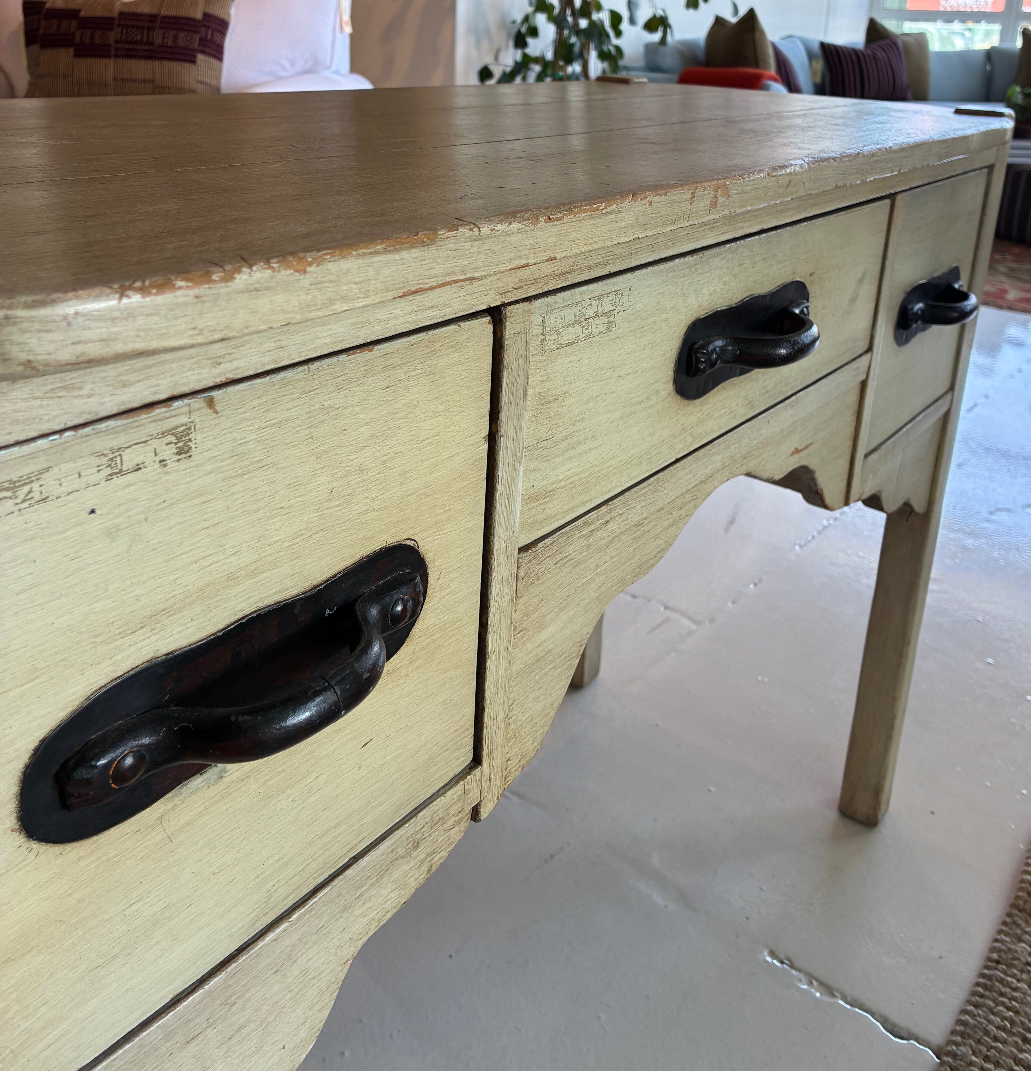Proper 1930s Monterey Desk in a White Finish