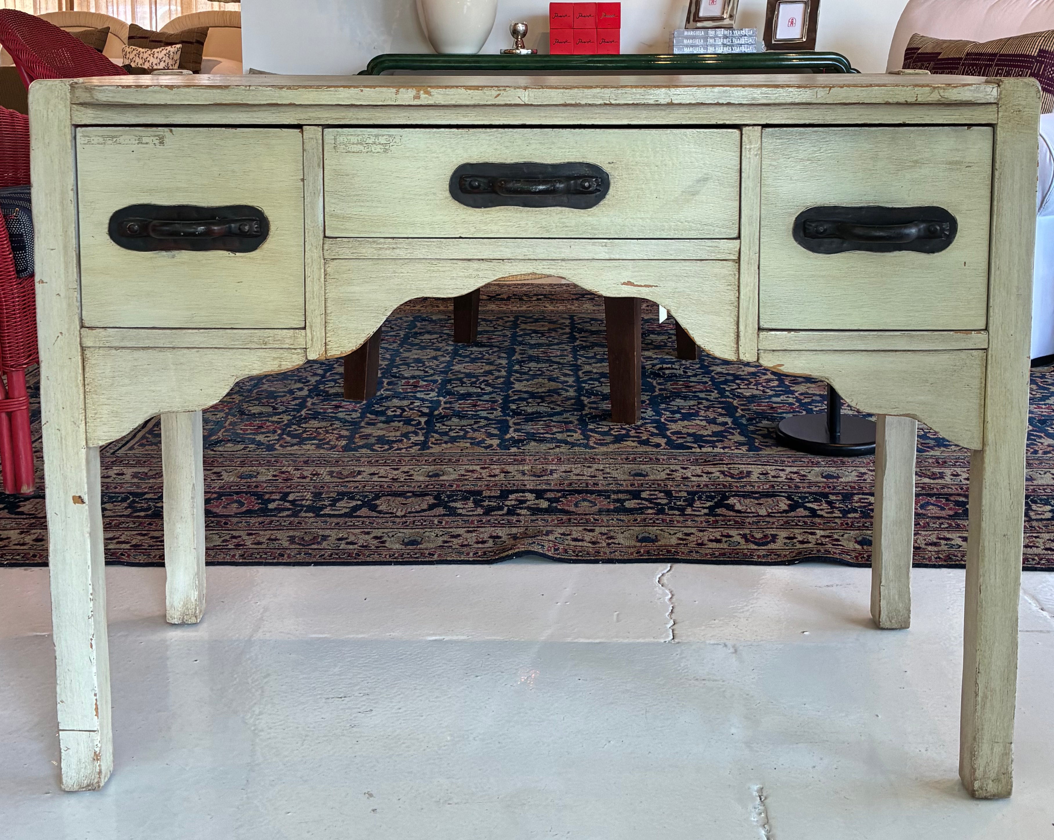 Proper 1930s Monterey Desk in a White Finish