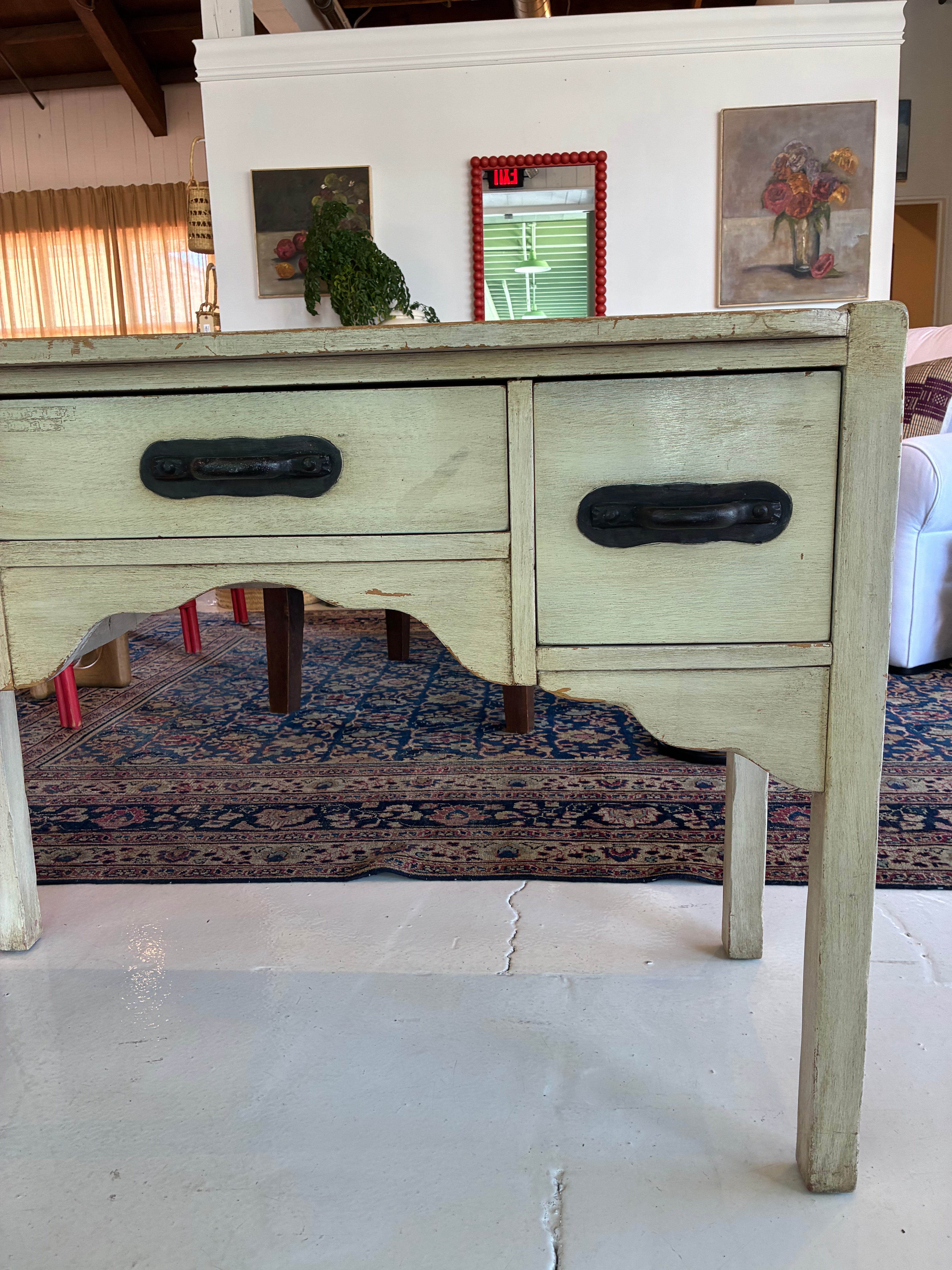 Proper 1930s Monterey Desk in a White Finish