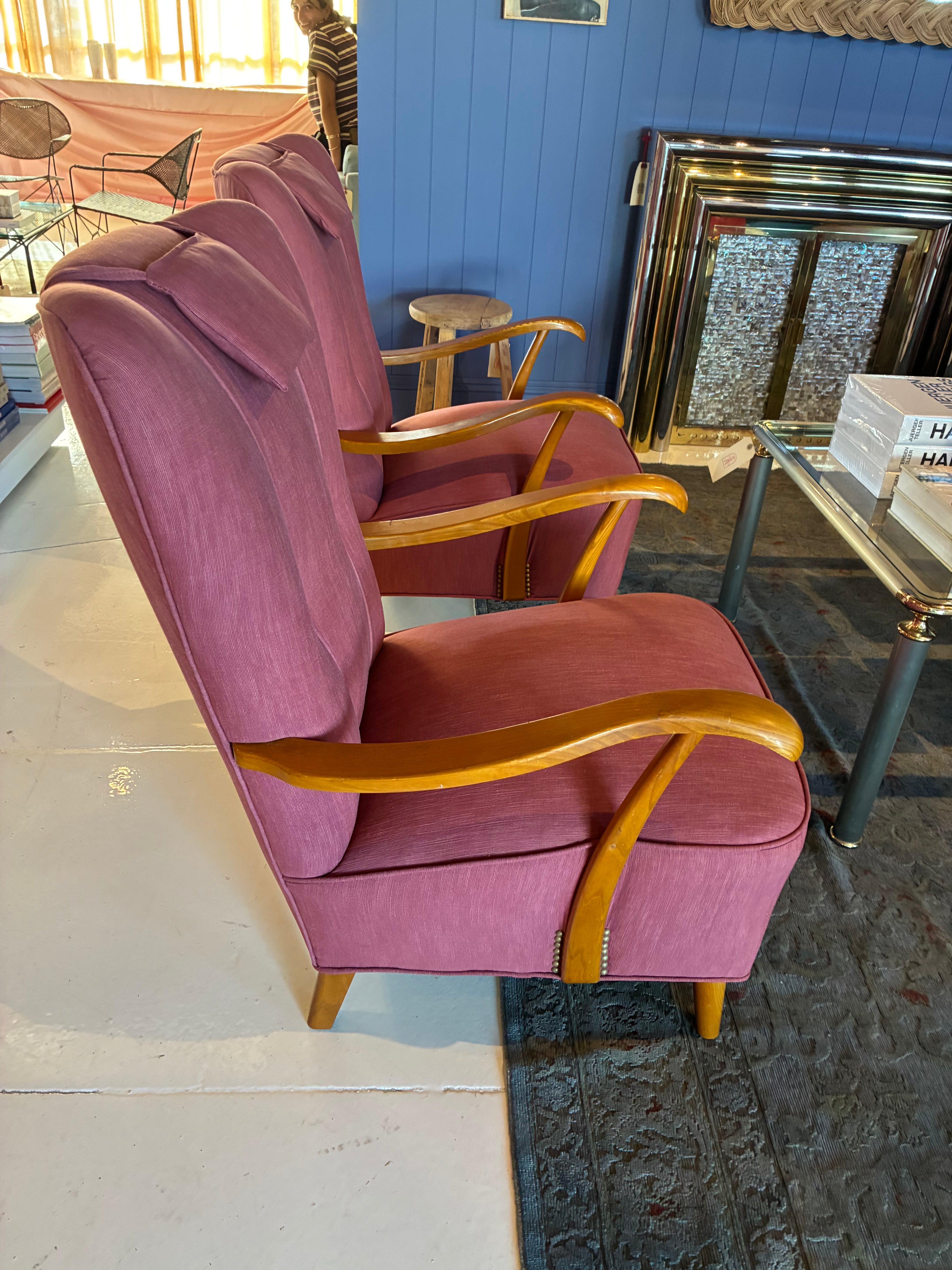 Vintage Danish Reupholstered Armchairs Circa 1880