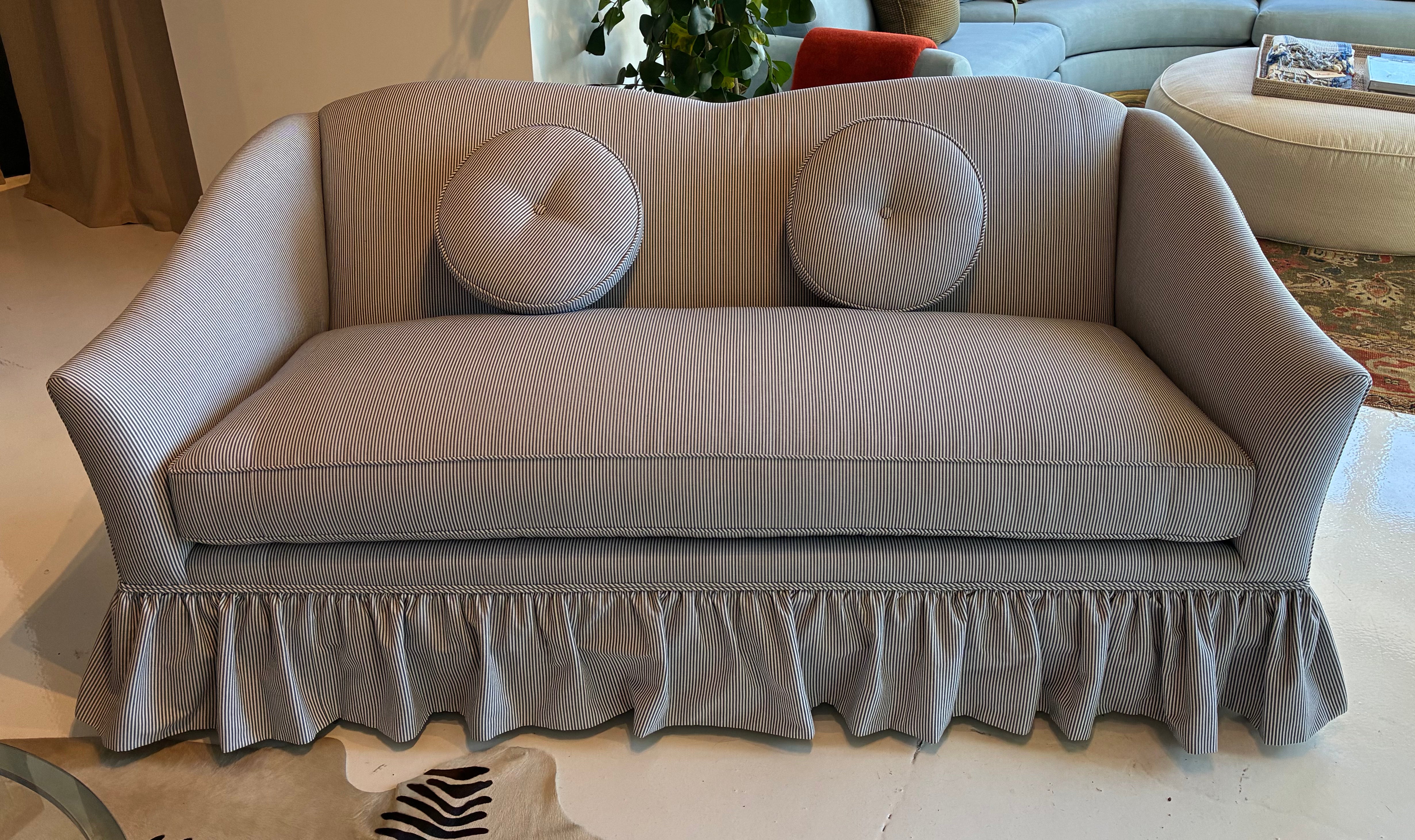 Pin Striped Sofa with Skirt