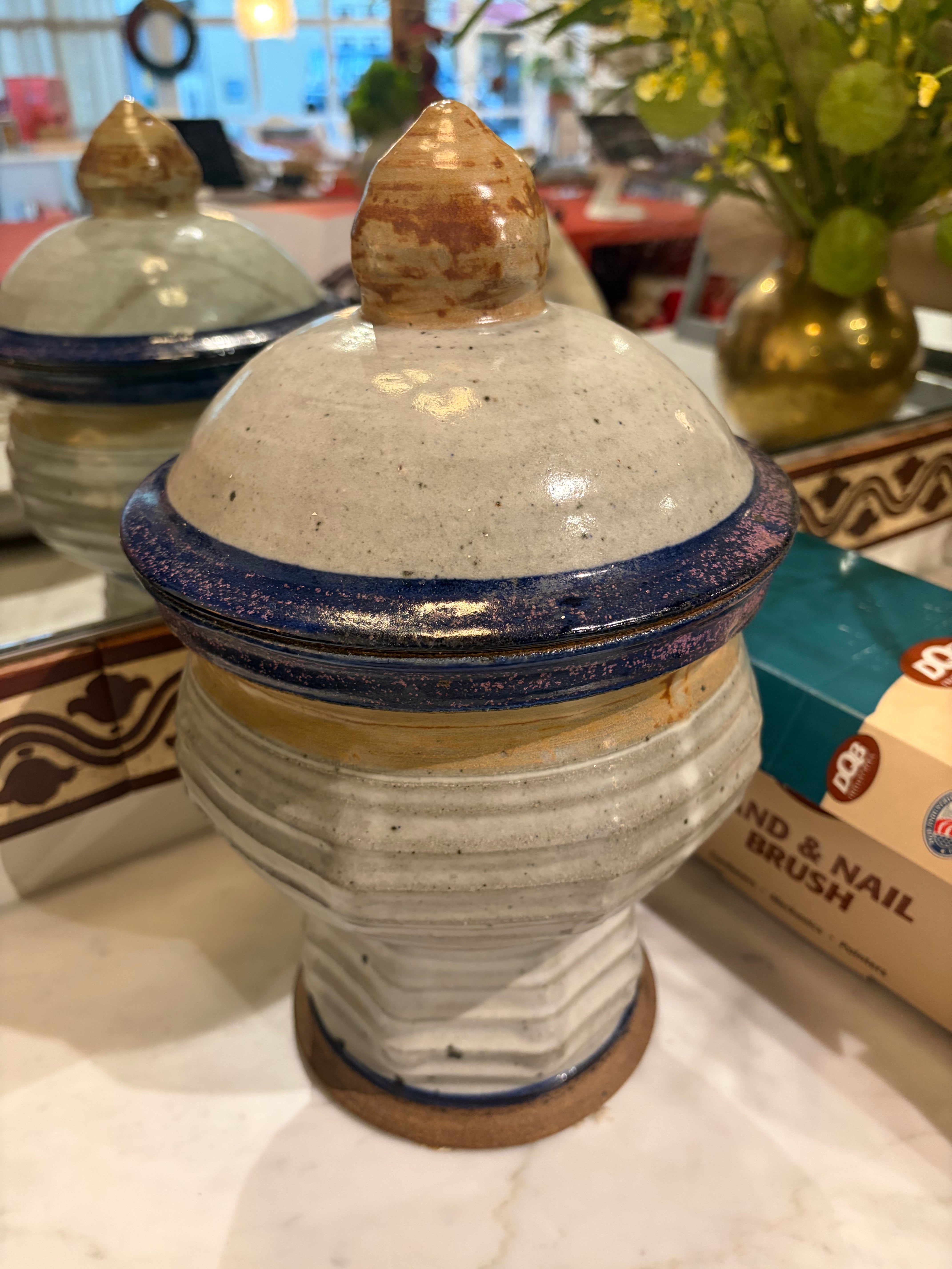 Signed Ceramic Vessel with Lid