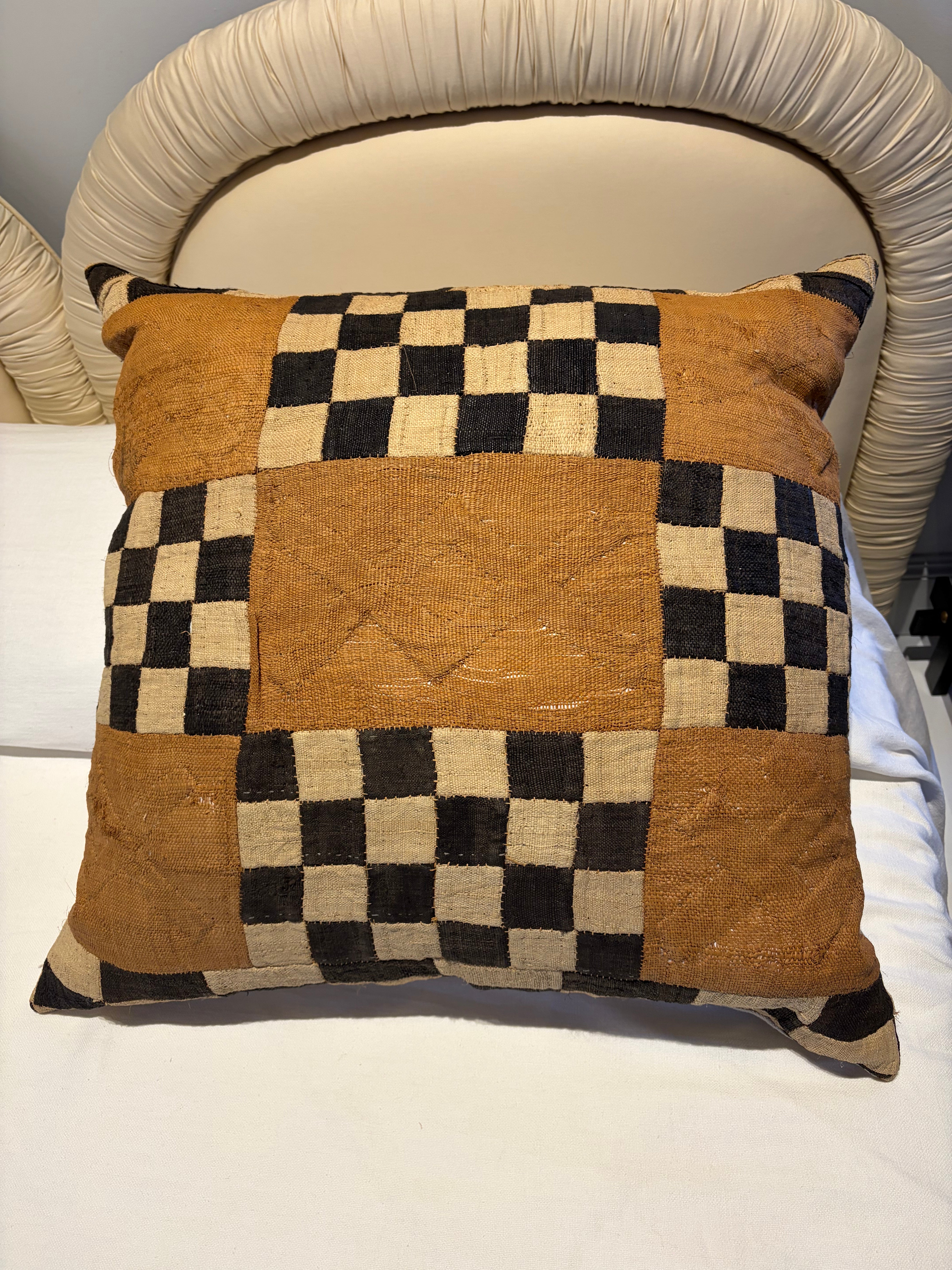 Square African Patchwork Pillow 28”
