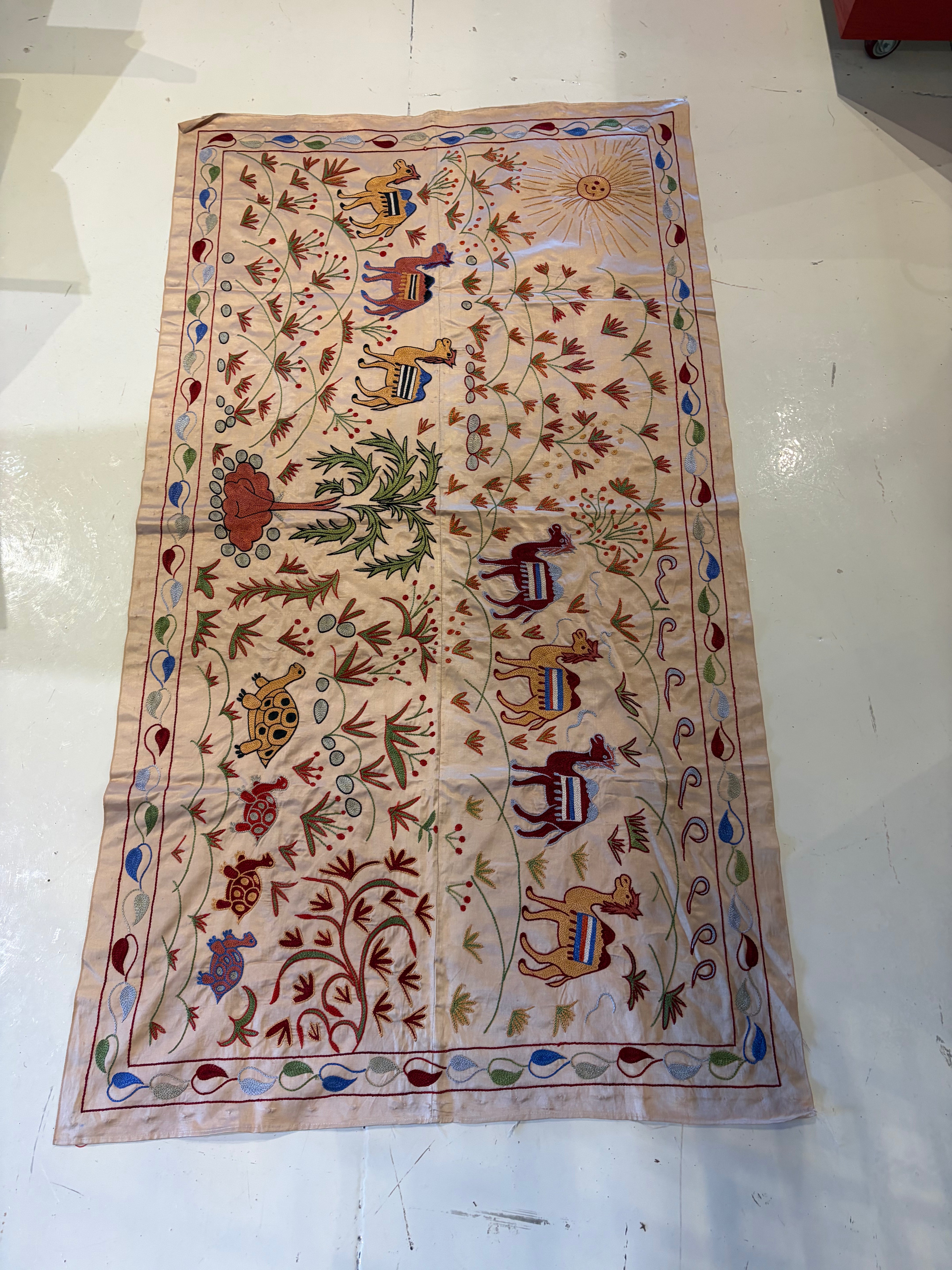 Vintage Silk Embroidered Tapestry