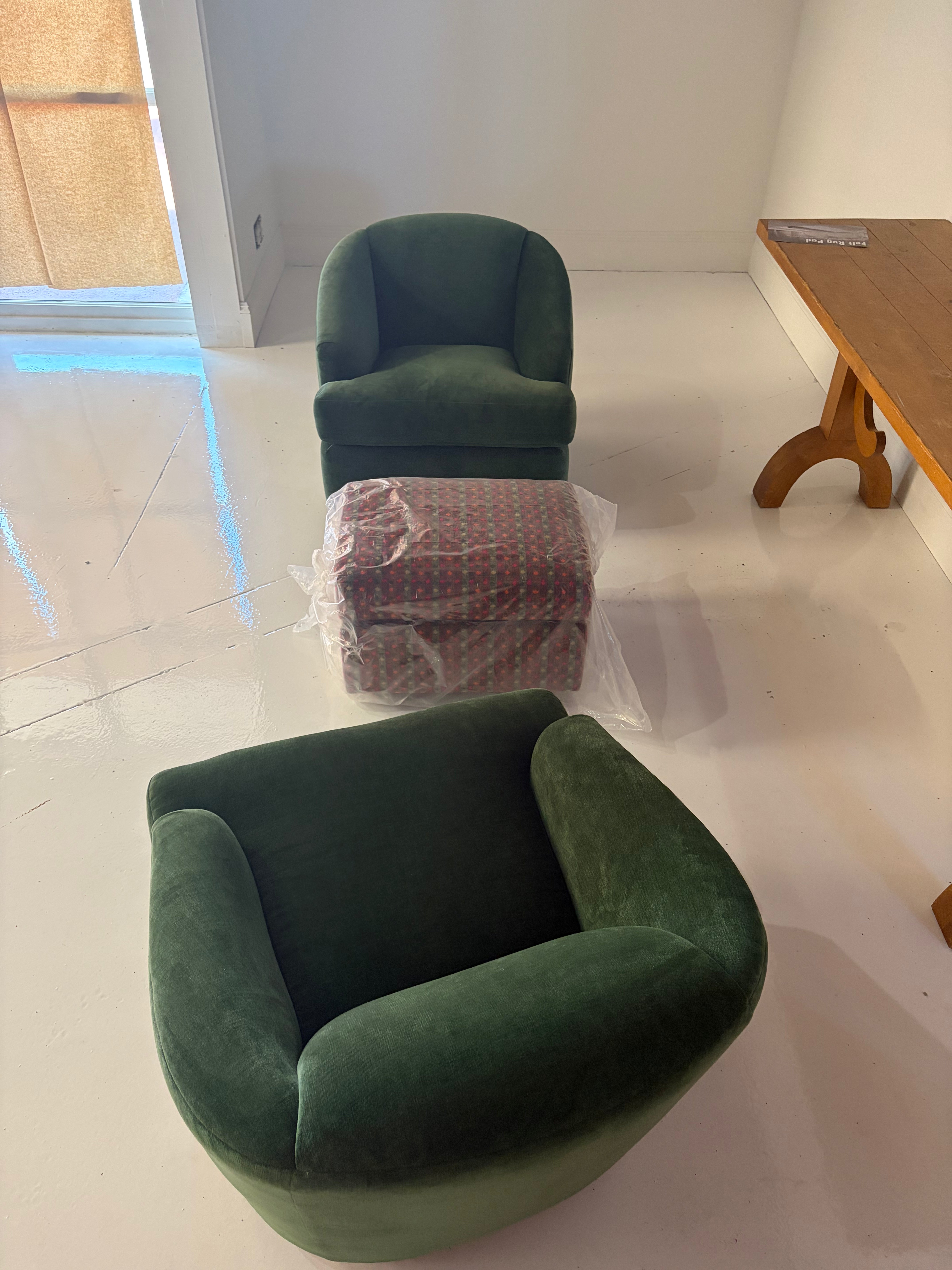 Set of Green Swivel Chairs