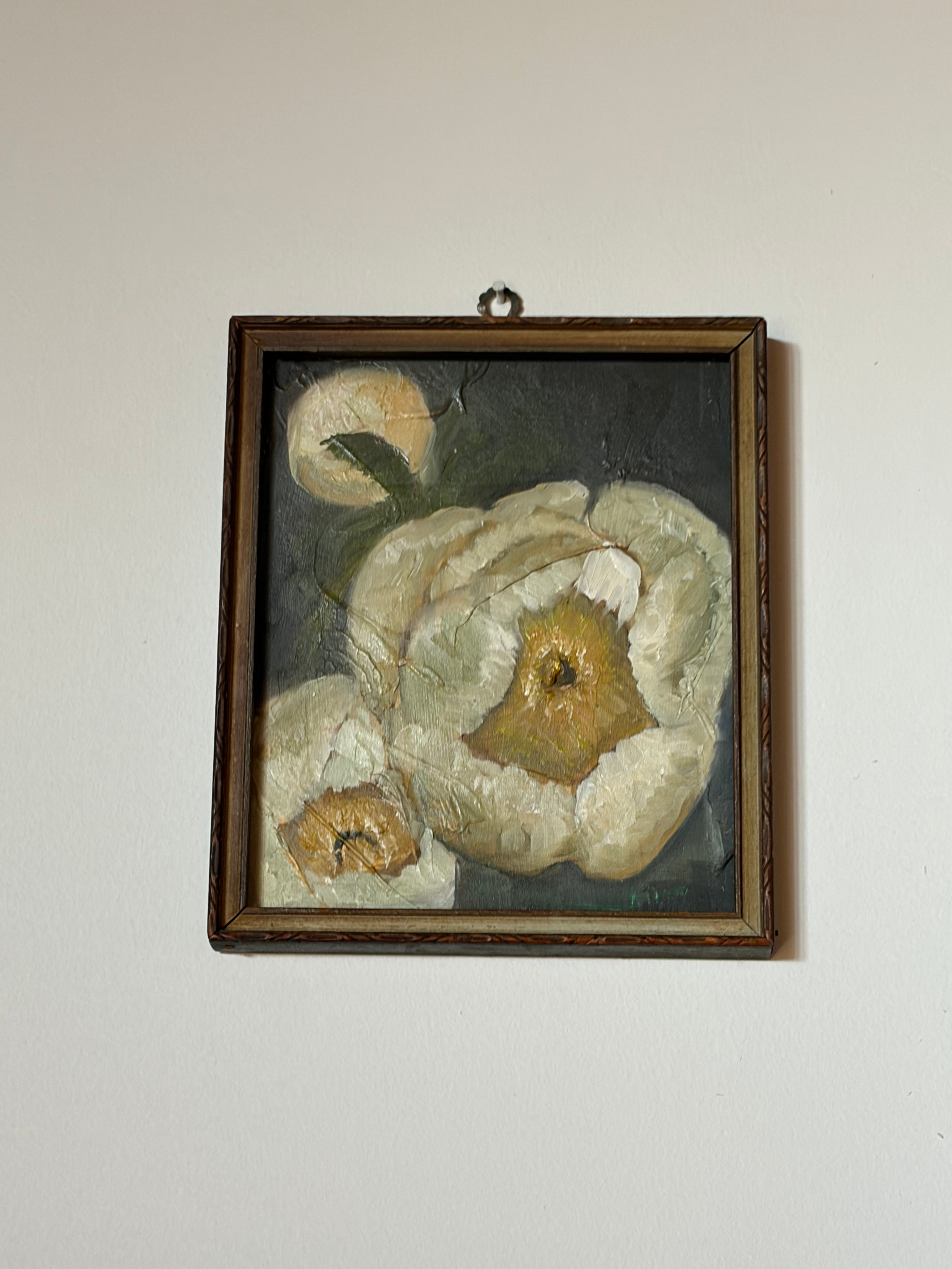 White Peony oil painting 6x6