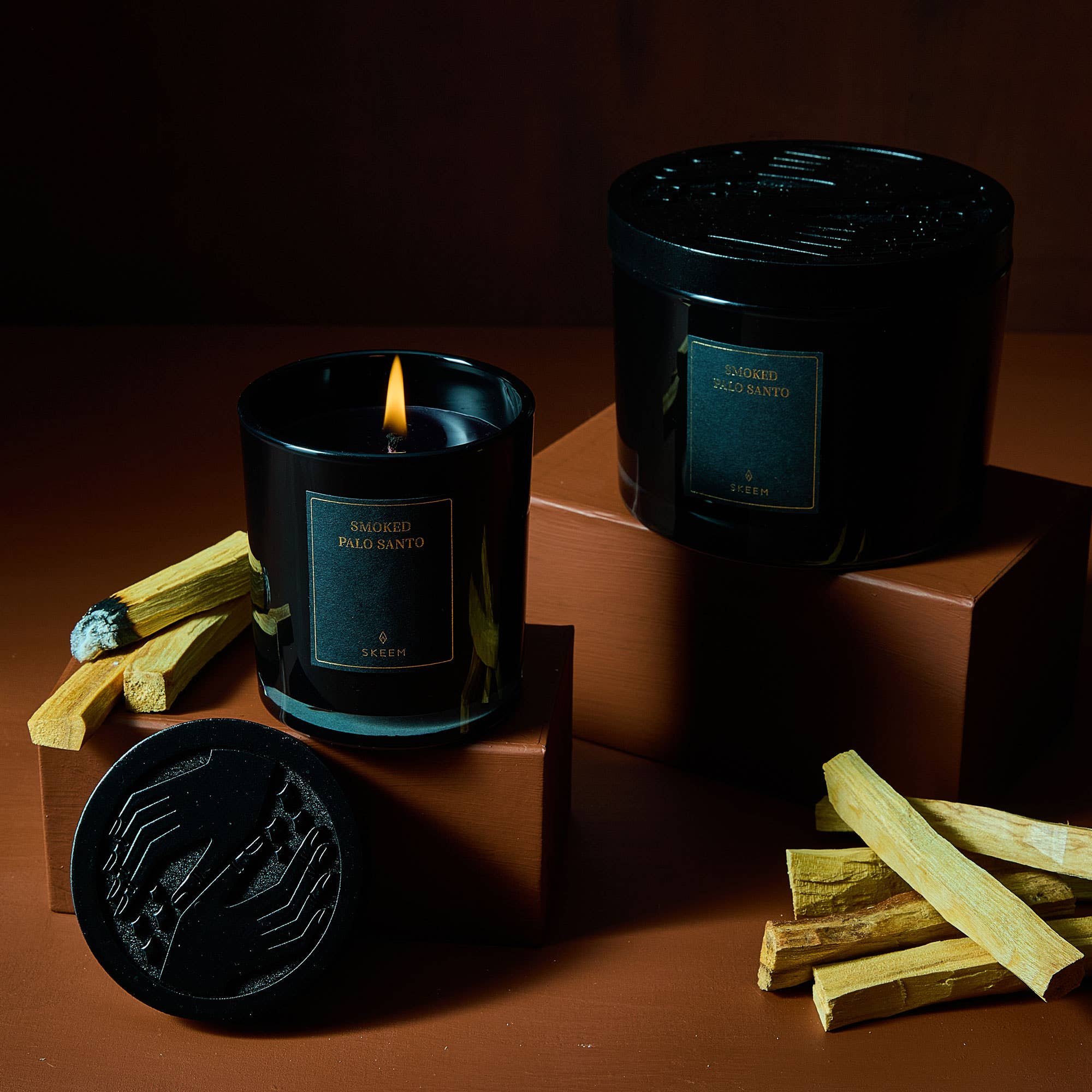 Obsidian Candle, Smoked Palo Santo