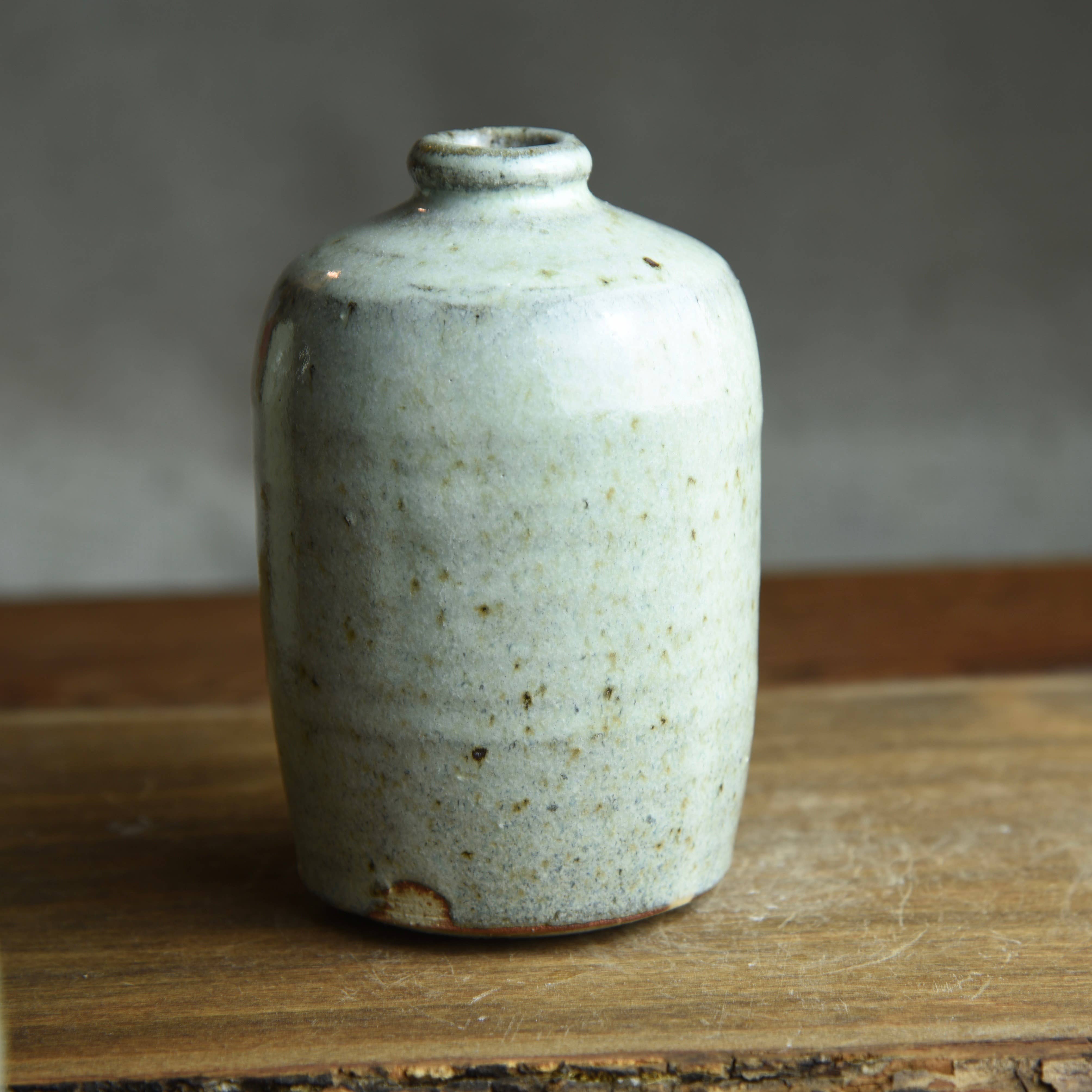 Medium Bud Vase in White Ash Glaze Foraged Clay