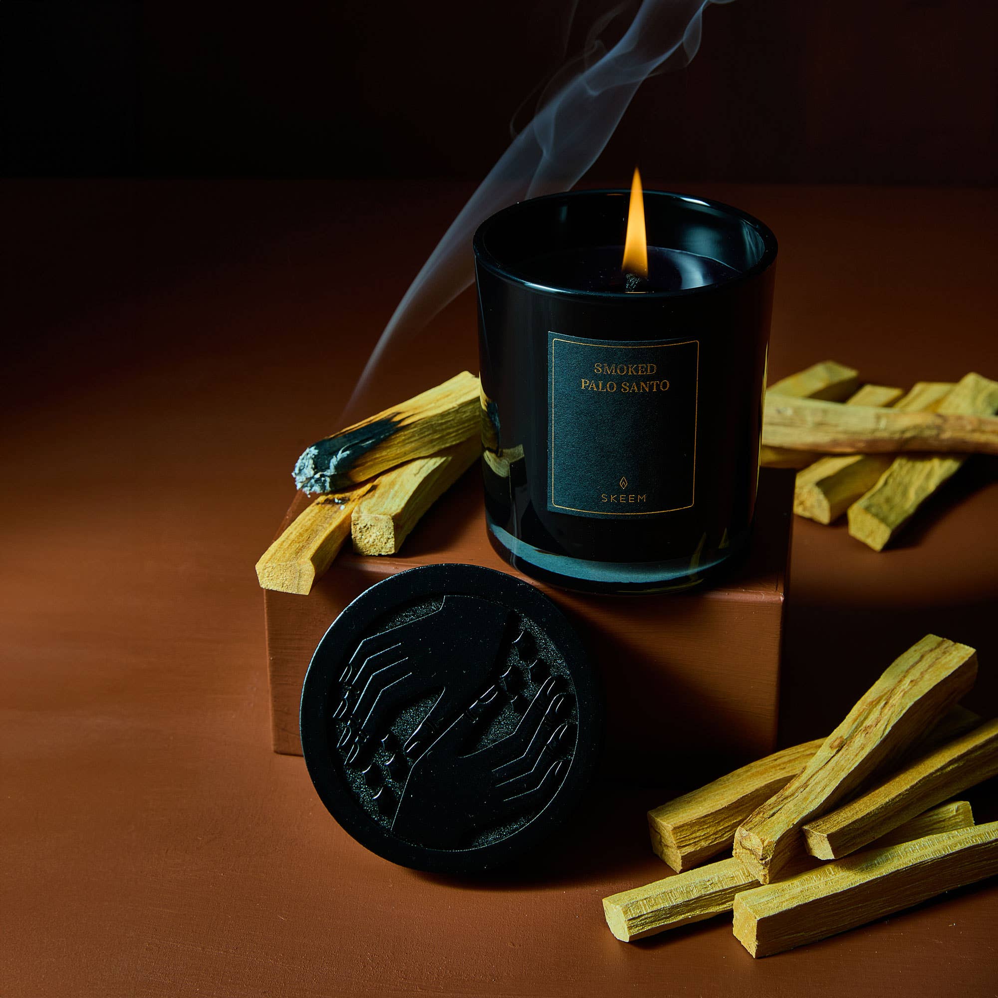 Obsidian Candle, Smoked Palo Santo