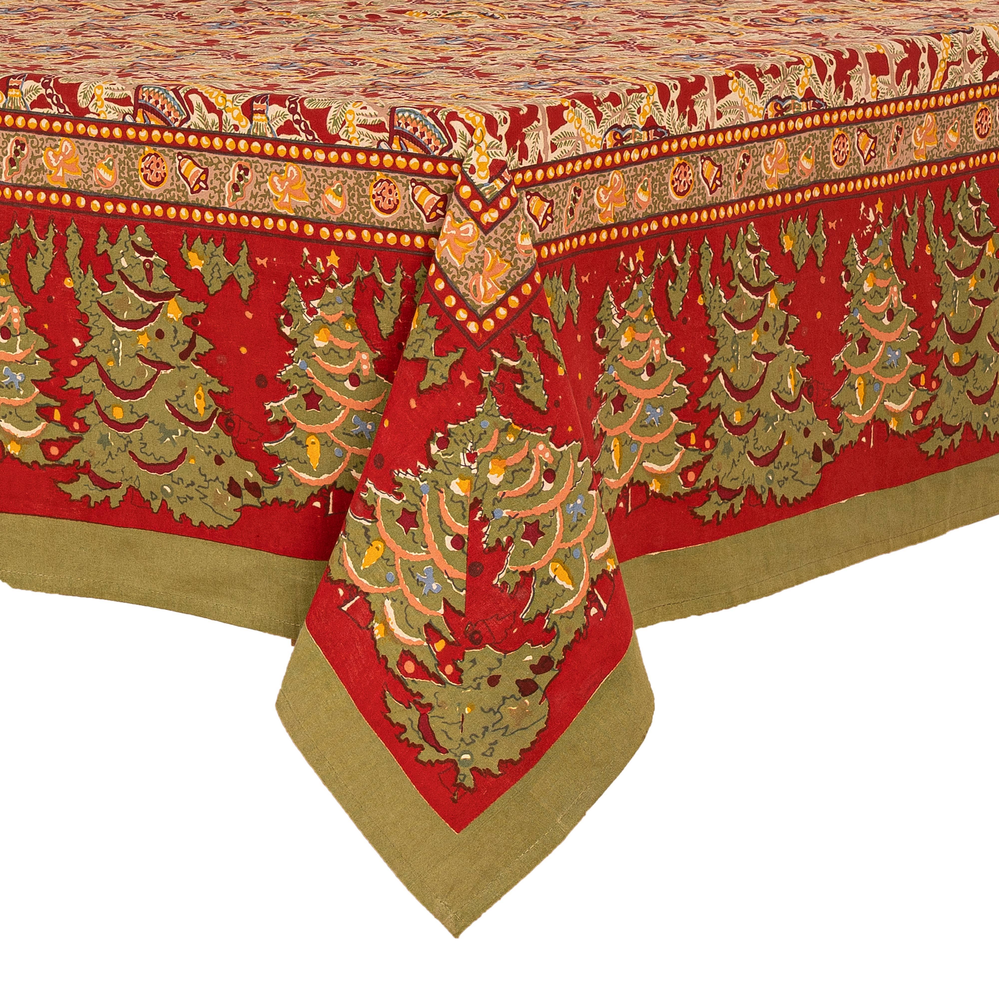 Noel Red & Green | French Tablecloths: 59" x 59"